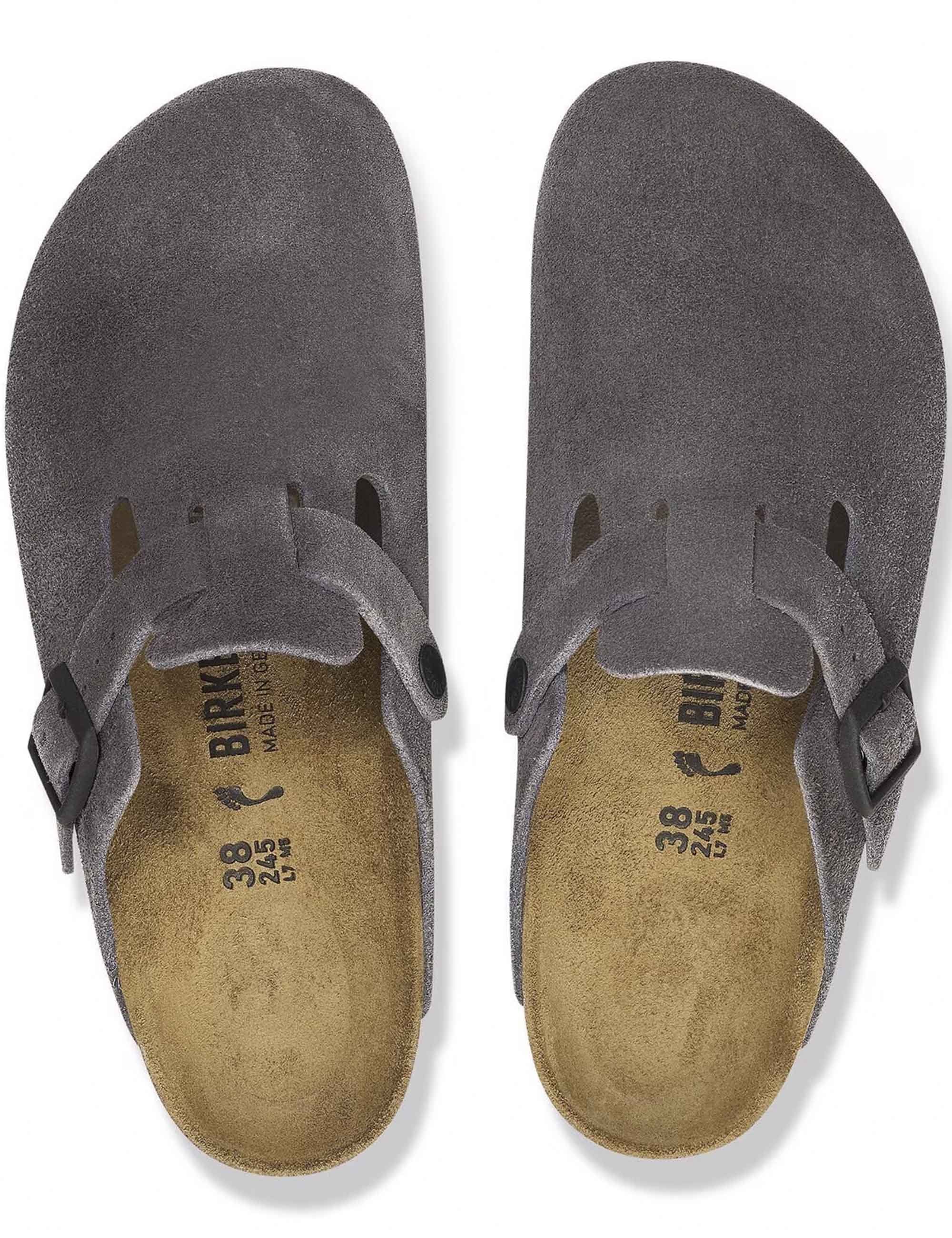 Birkenstock Boston Suede Mules LEVE - Velvet Grey (Regular Fit)