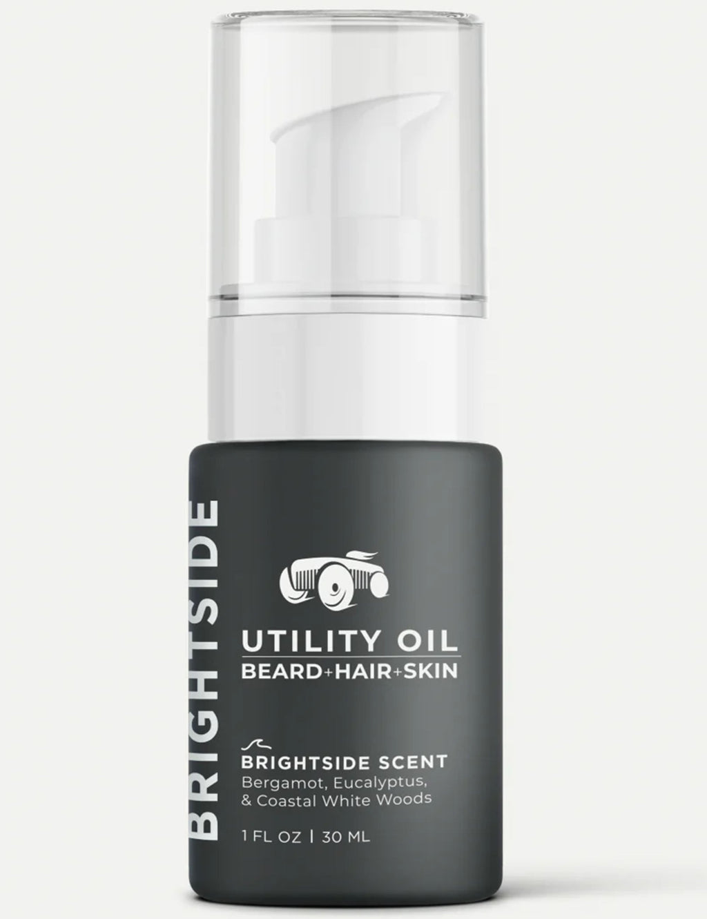 Utility oil for beard, hair, and skin 30 ml bottle with clear cap