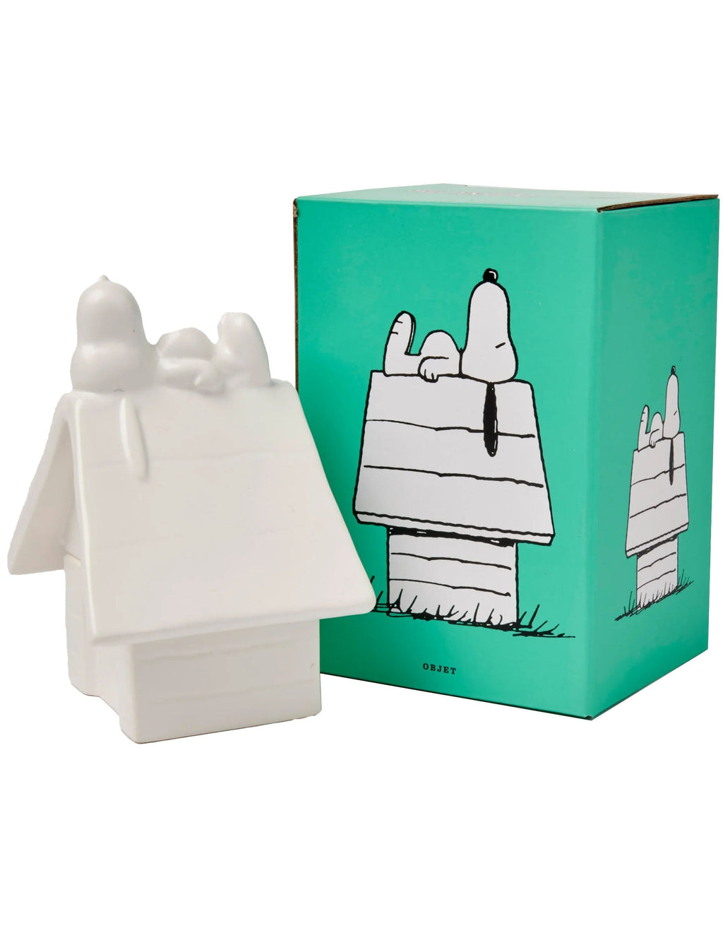 Snoopy Trinket Box - House by Magpie for Peanuts — white vegan fine china house-shaped trinket box with hinged lid