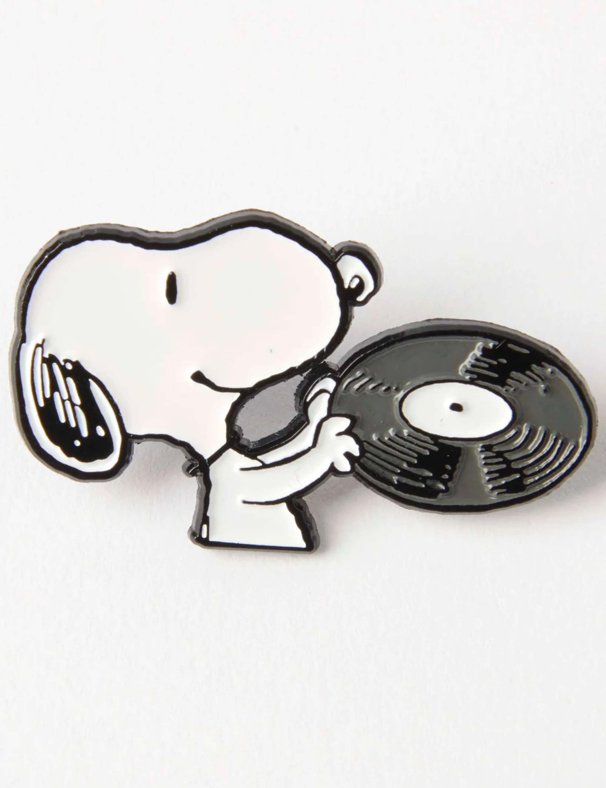 Snoopy Enamel Pin Badge - Music is Life, Records