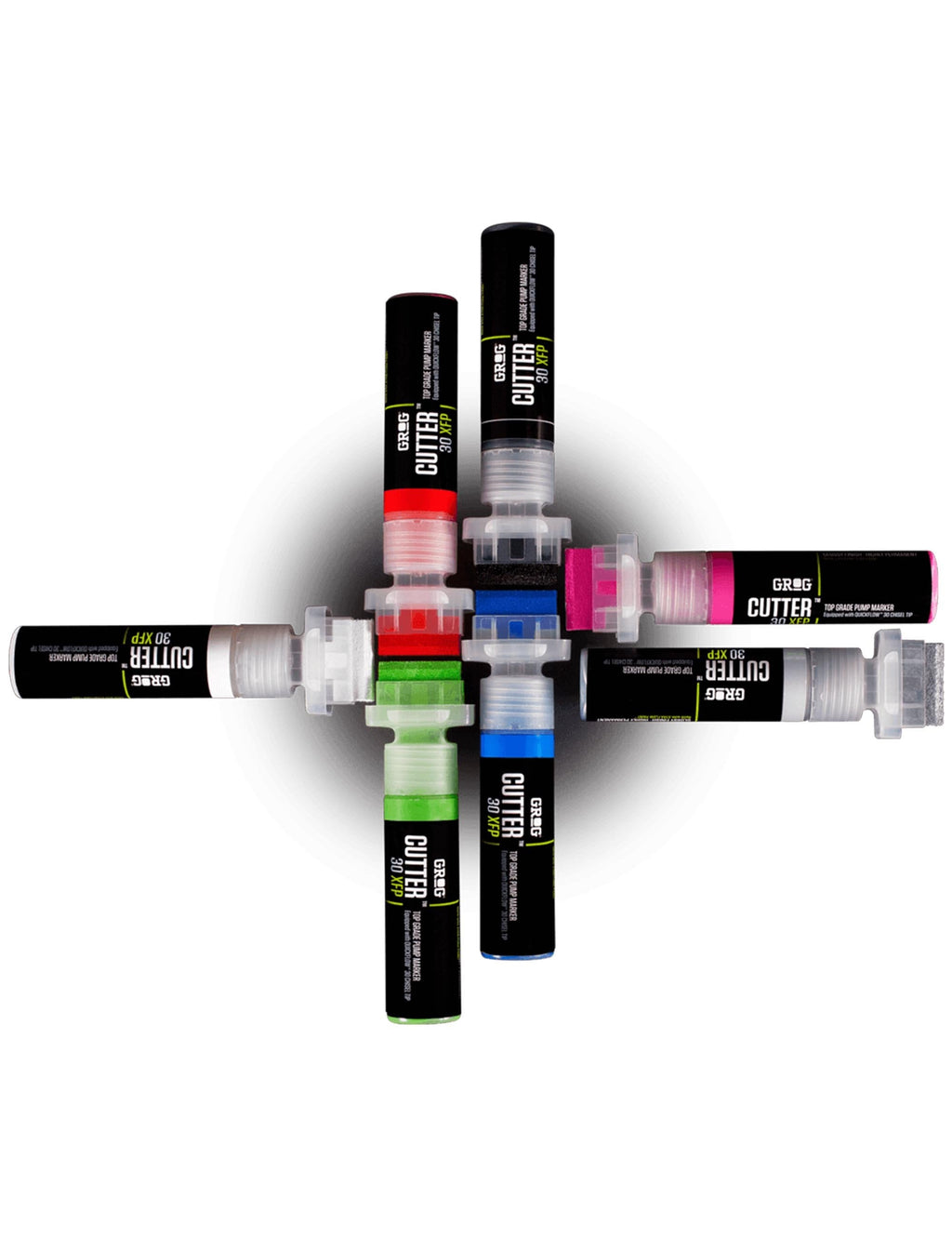 Set of 30mm XFP paint pens showing assorted colors and translucent tips