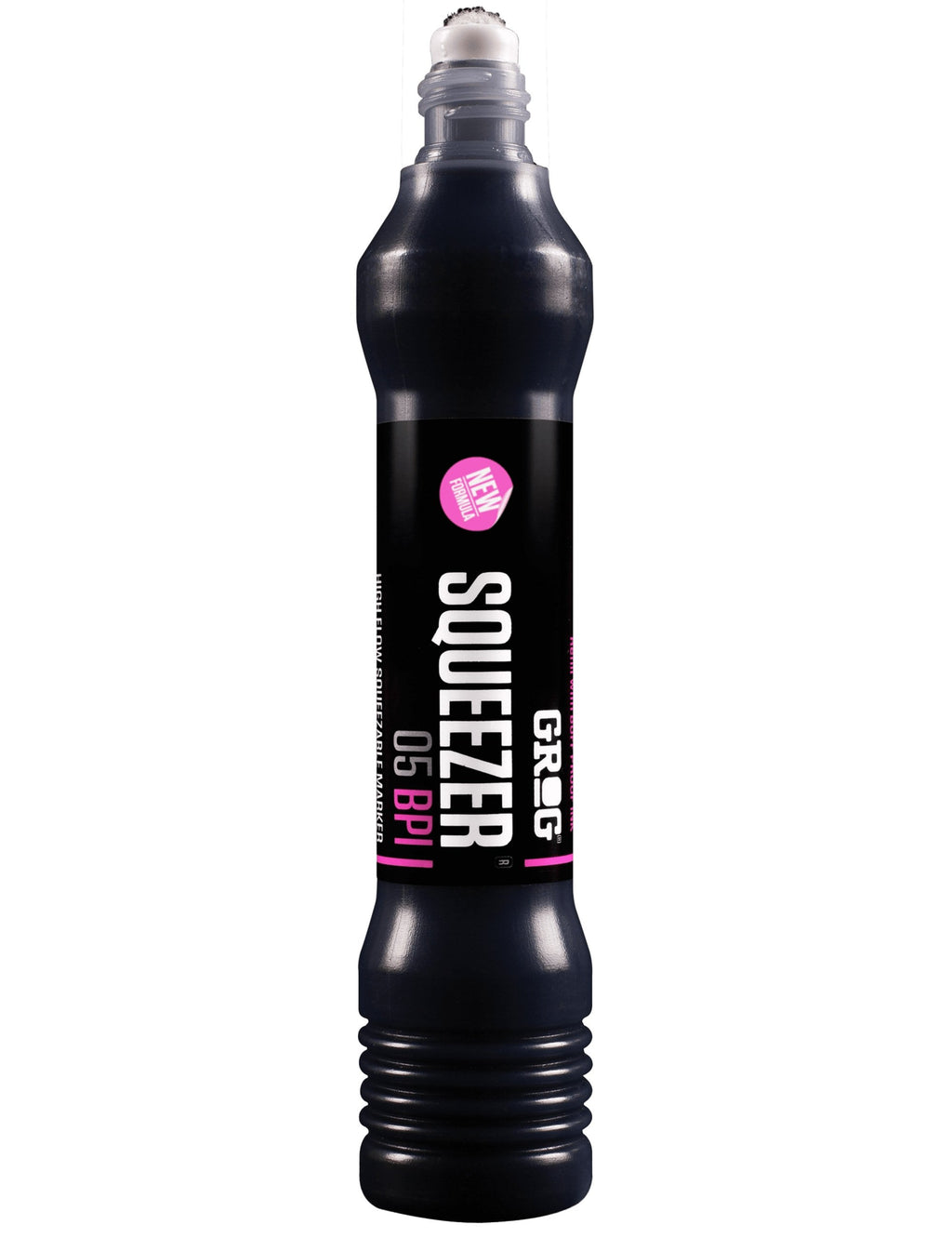 5mm squeezer marker bottle, dark body with Jellyfish Fuchsia ink label