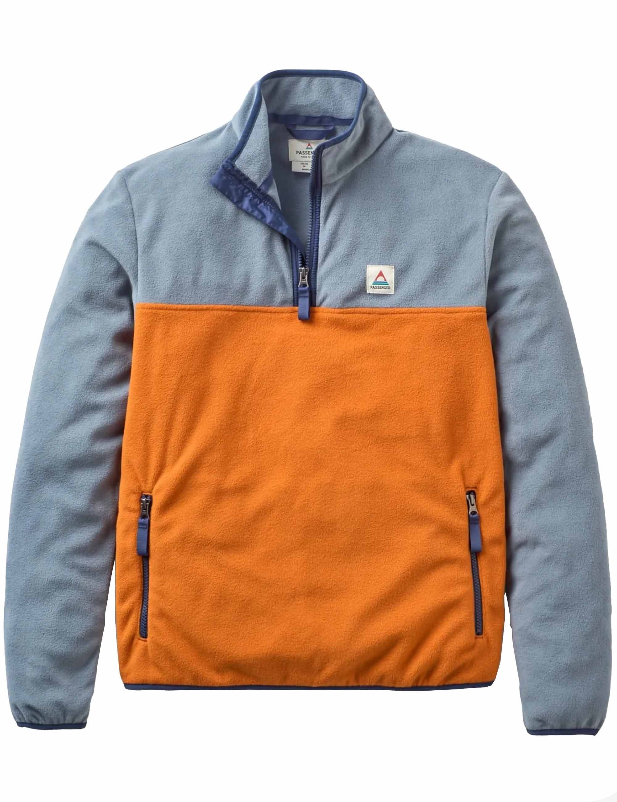 Passenger Set Off Polar 1/4 Zip Fleece - Sunset Orange/Storm Grey