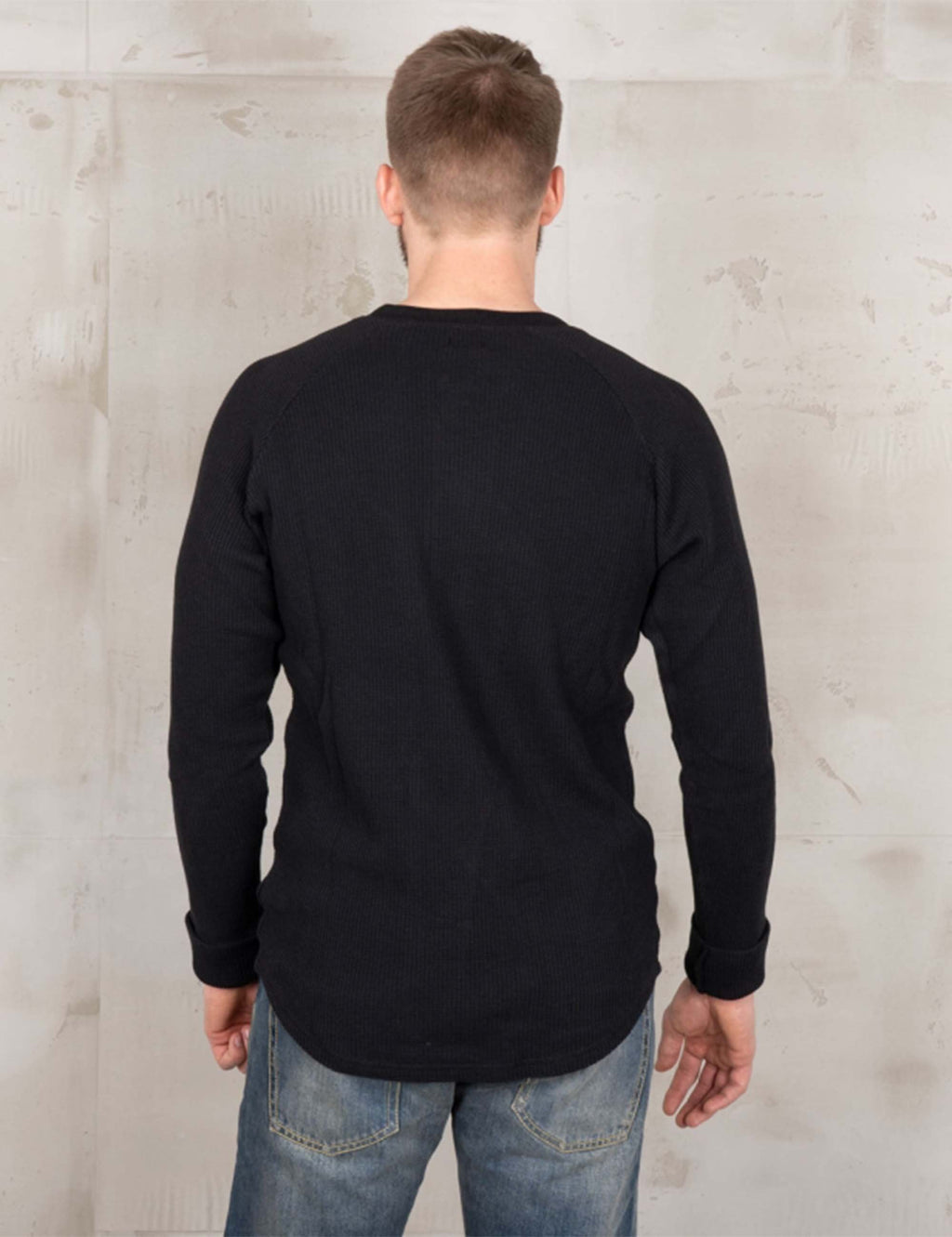 1936 Waffle Henley T-Shirt Shirt - Black