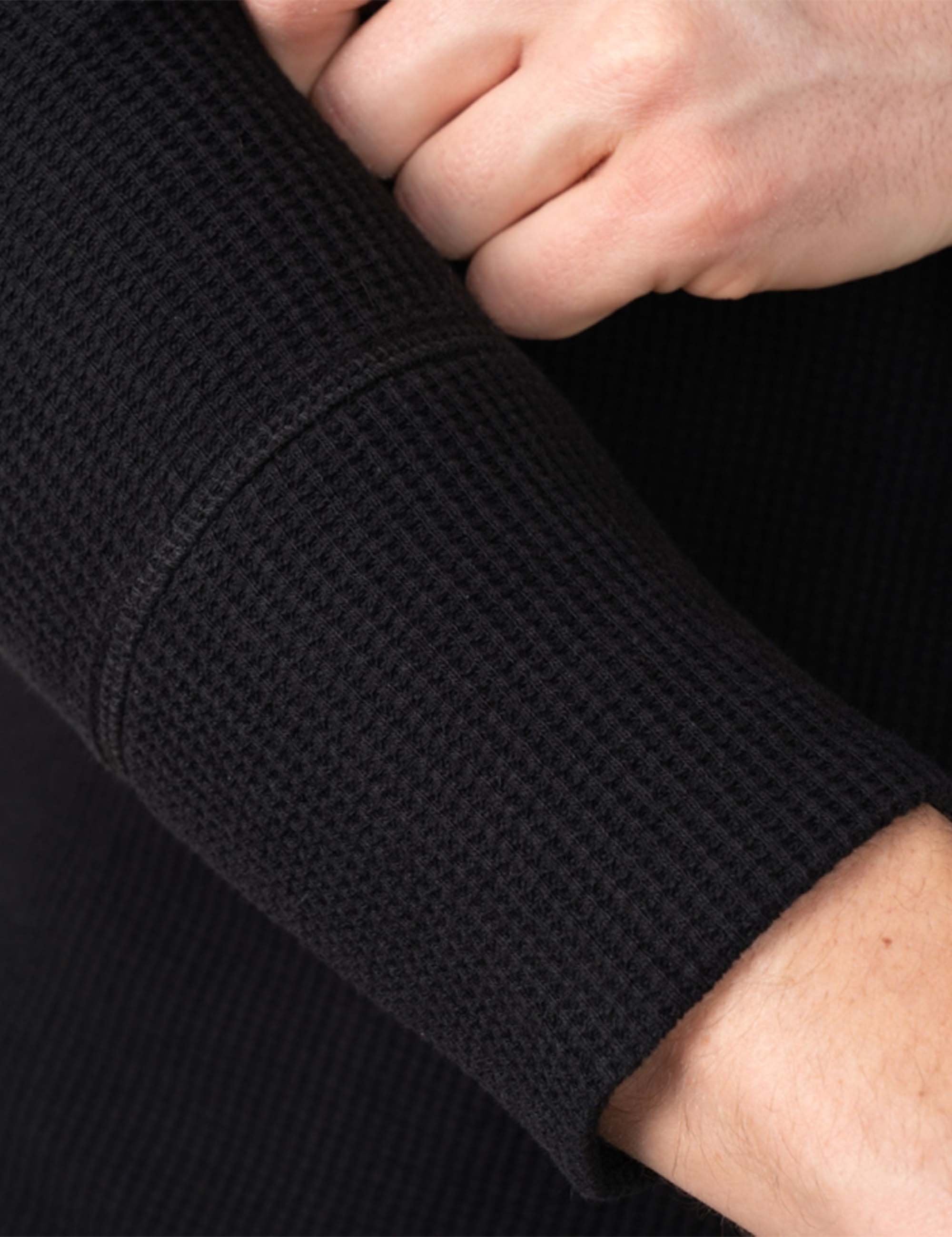 1936 Waffle Henley T-Shirt Shirt - Black