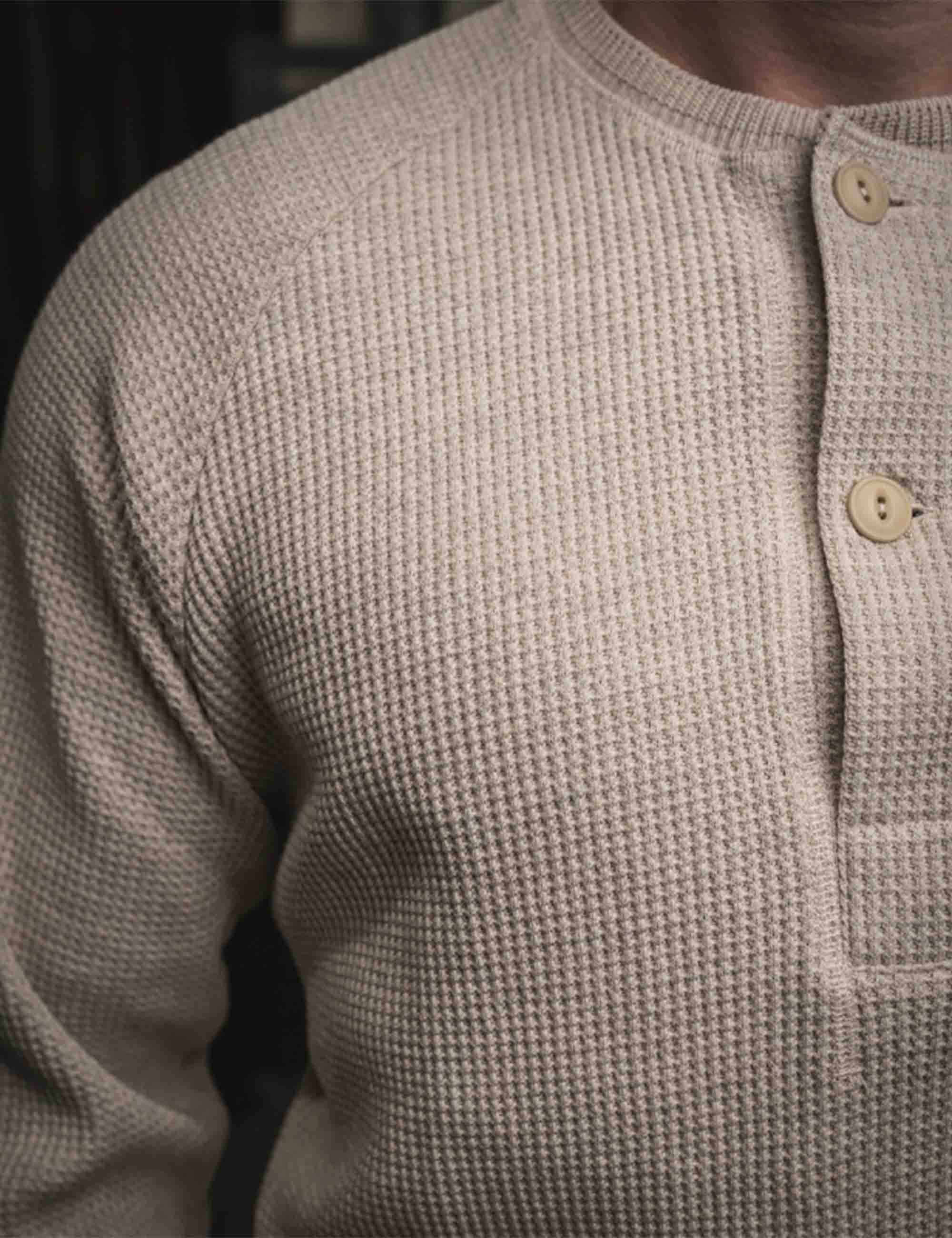 1936 Waffle Henley T-Shirt Shirt - Natural