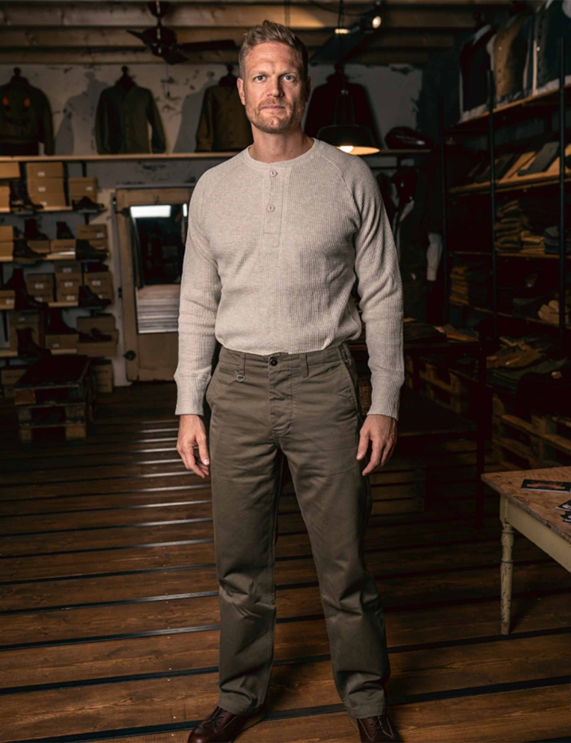 1936 Waffle Henley T-Shirt Shirt - Natural