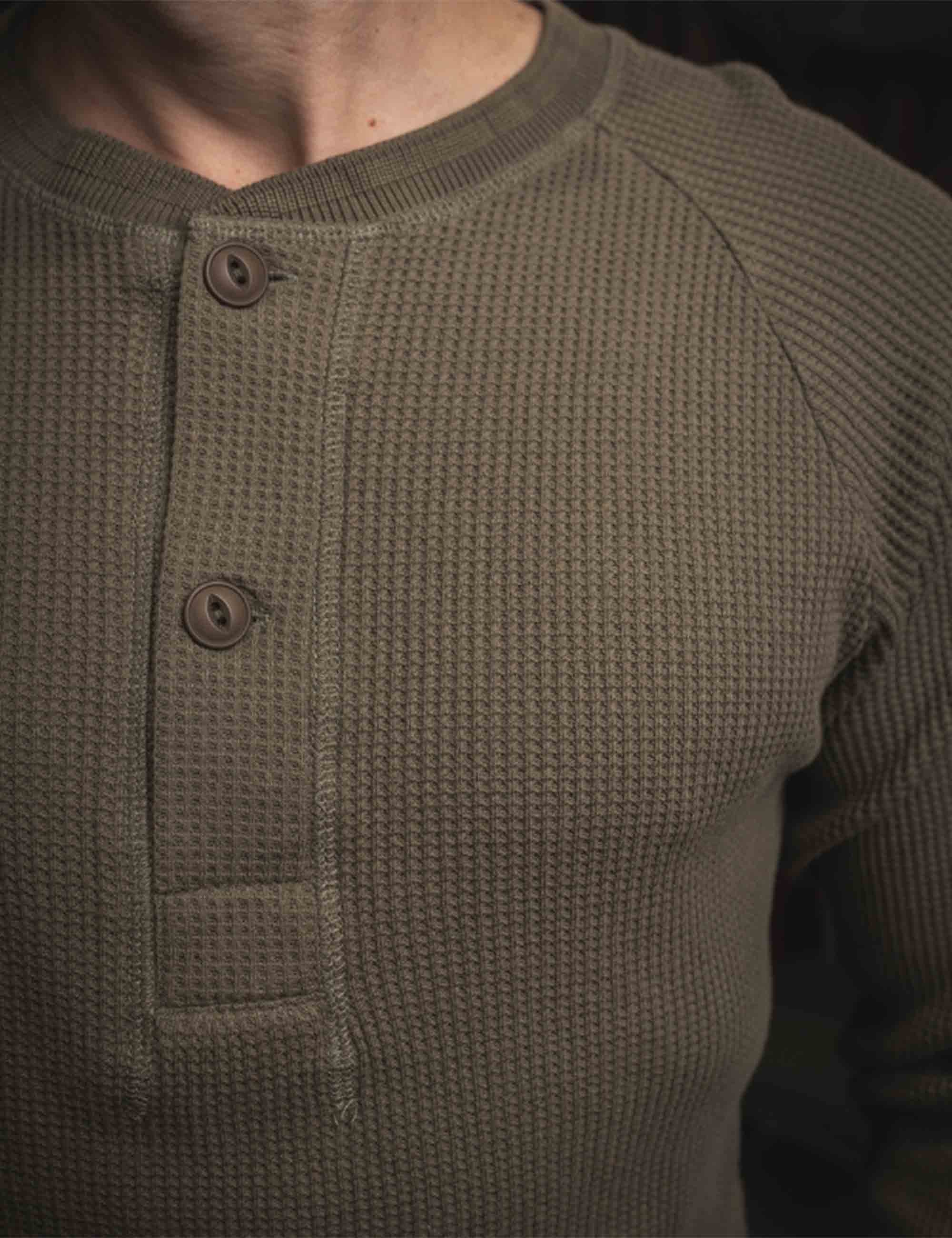 1936 Waffle Henley T-Shirt Shirt - Army