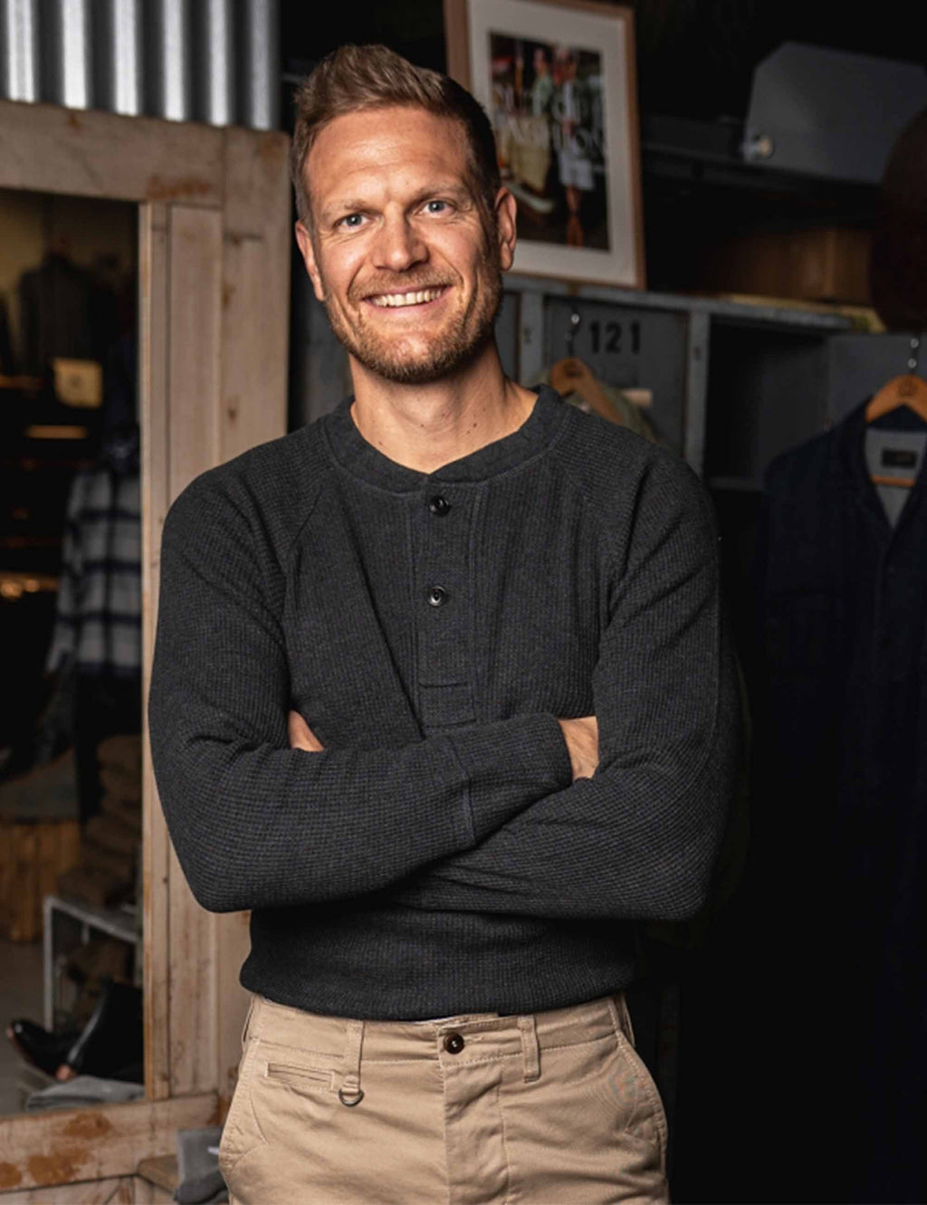 1936 Waffle Henley T-Shirt Shirt - Iron Grey