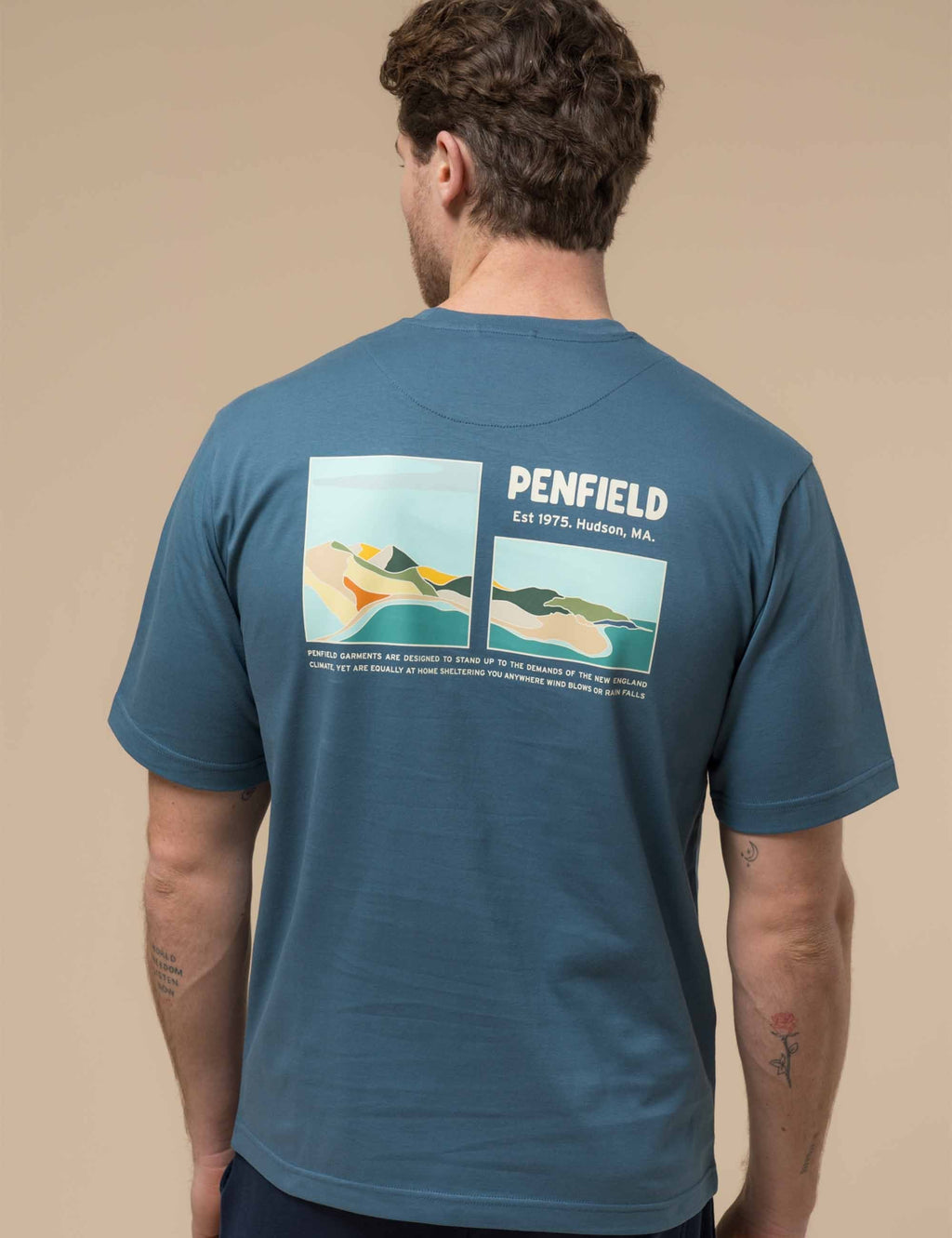 Block Landscape Gaphic T-Shirt - Blue Fusion