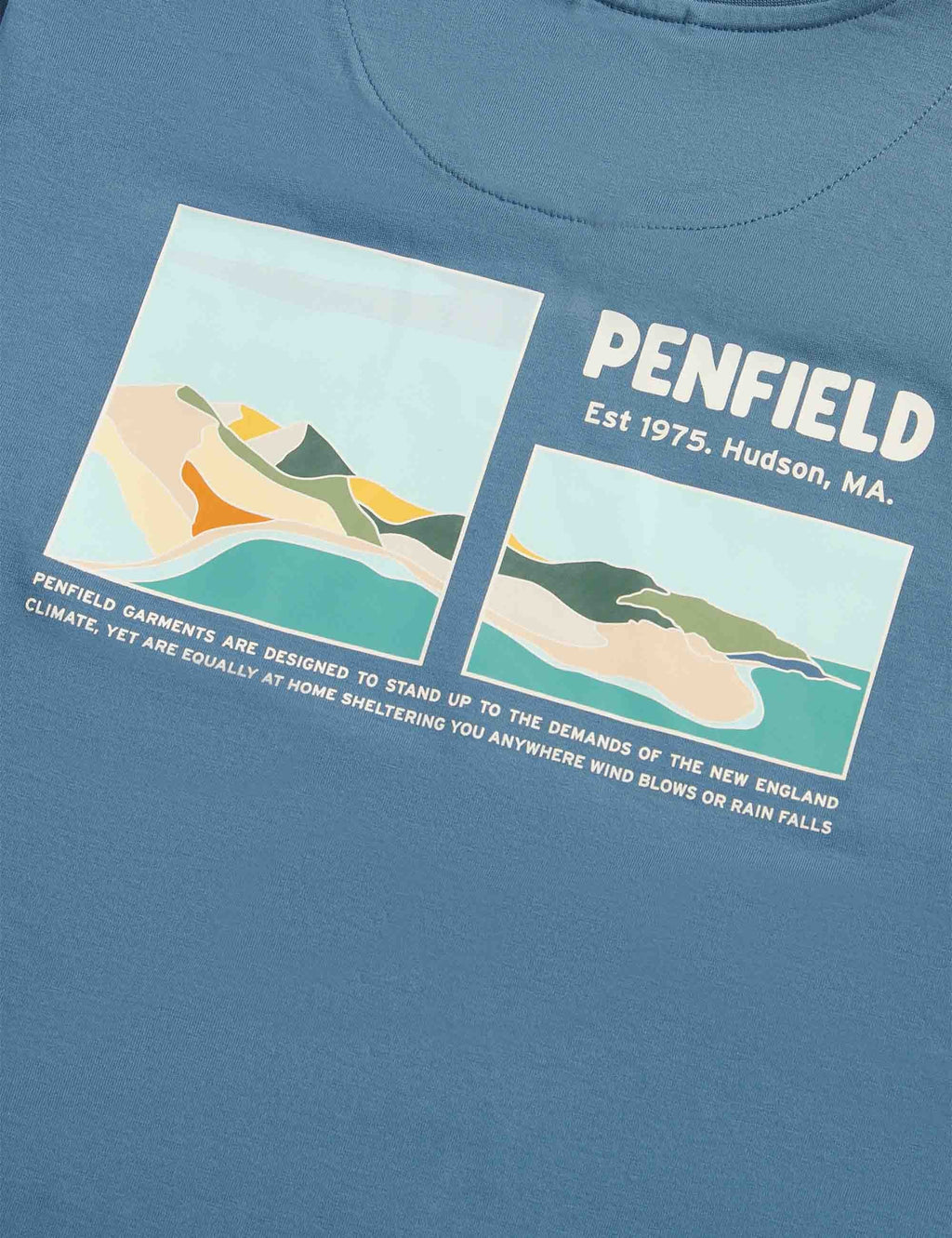 Block Landscape Gaphic T-Shirt - Blue Fusion