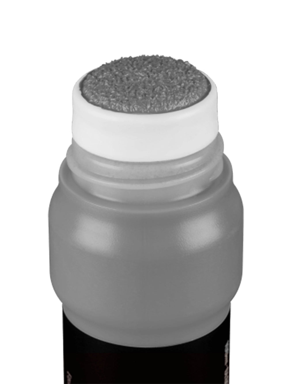 Squeezer marker close-up: white cap with gray chisel tip on bottle