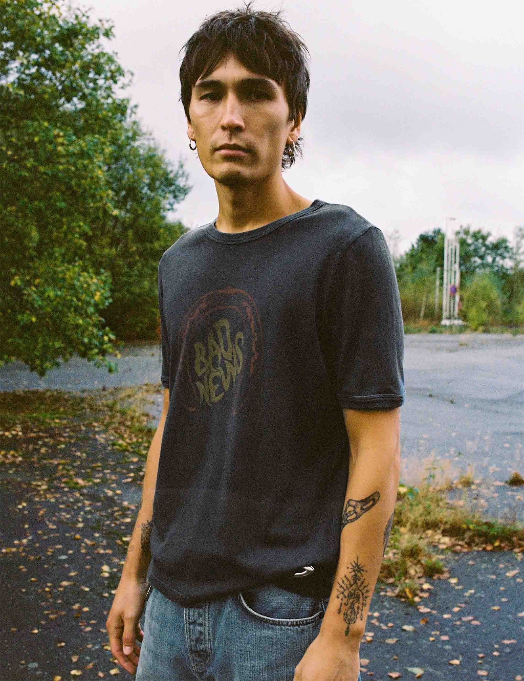 Nudie Jeans Ricky Bad News T-Shirt - Anthracite