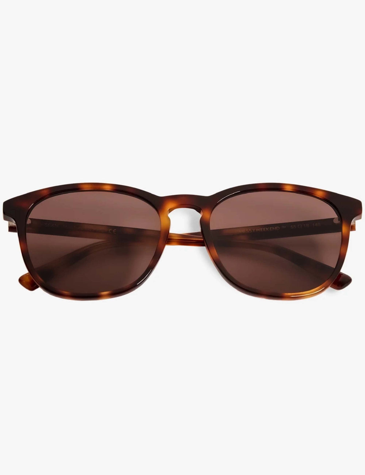 Brown-tinted sunglasses with tortoise-brown frames, front view