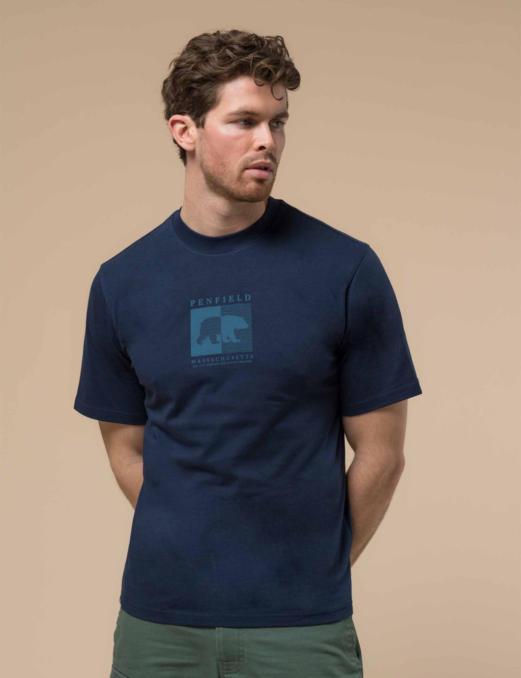 Contrast Stripe Bear T-Shirt - Navy Blazer