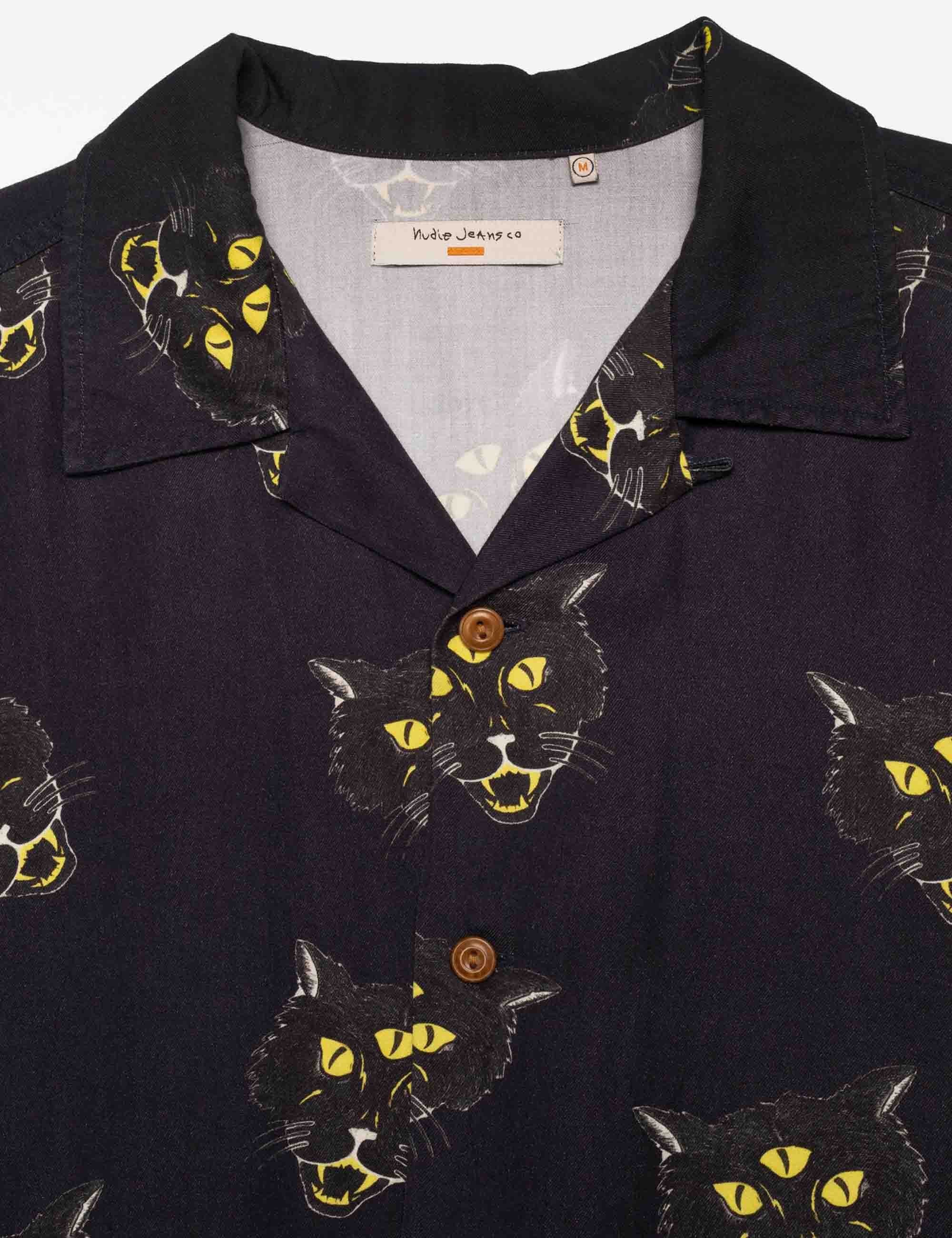 Arvid Cat Hawaii Shirt - Anthracite