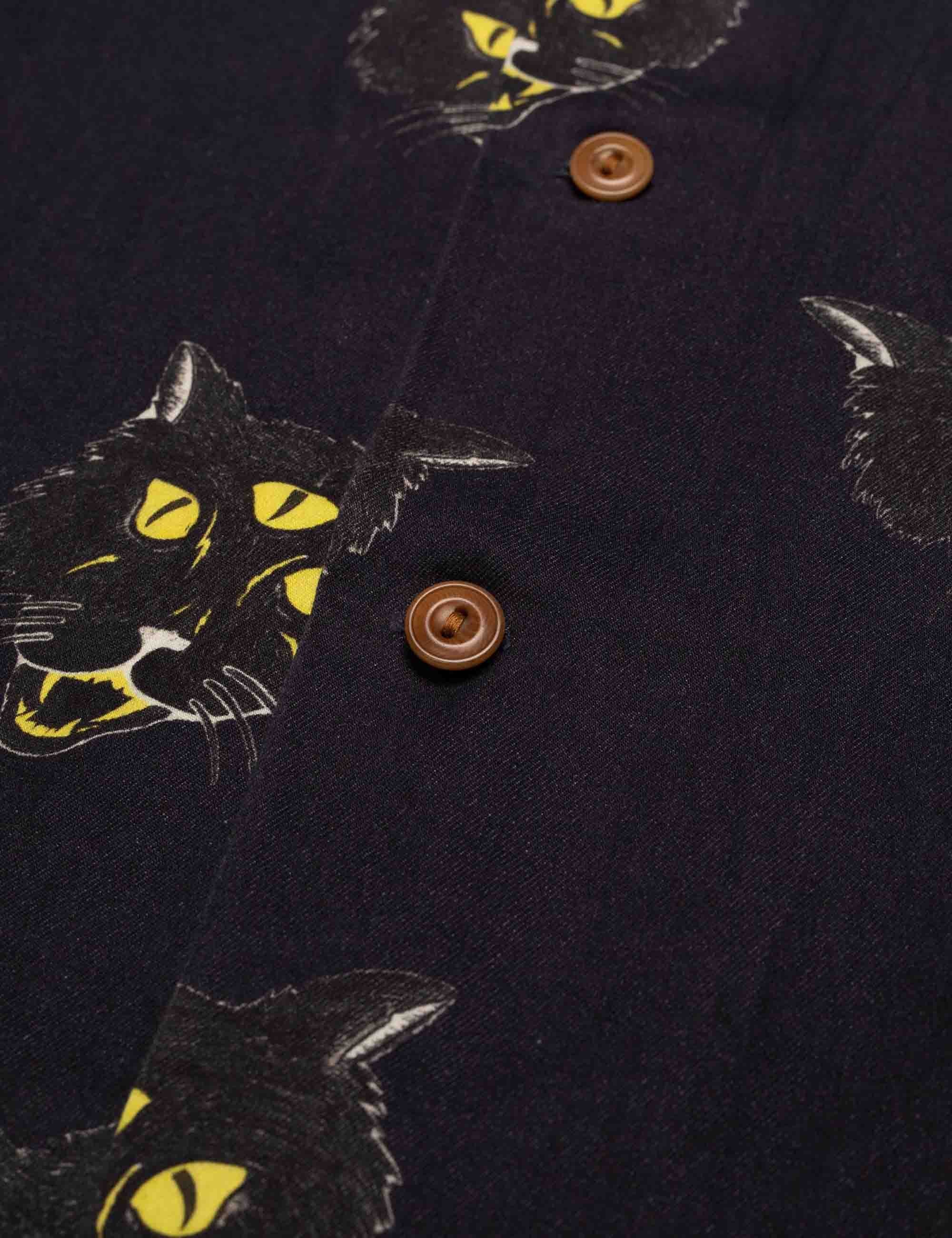 Arvid Cat Hawaii Shirt - Anthracite