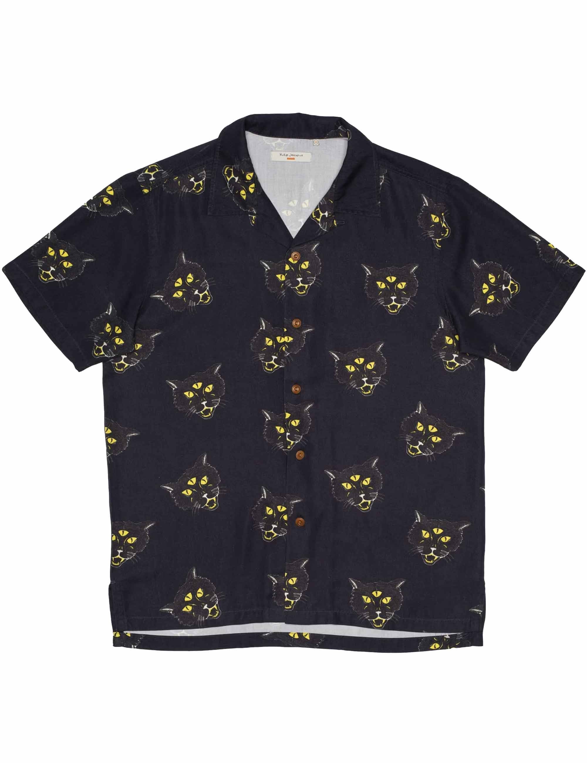 Arvid Cat Hawaii Shirt - Anthracite