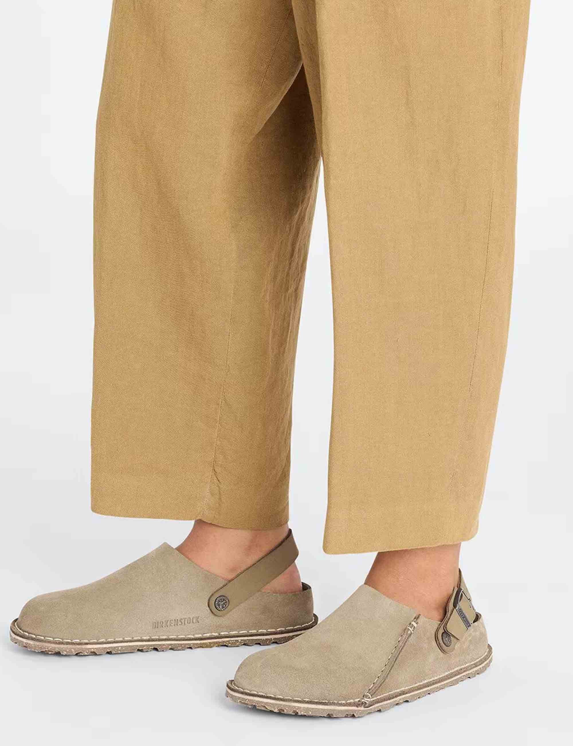 Birkenstock Lutry Suede Mules - Grey Taupe (Regular Fit)