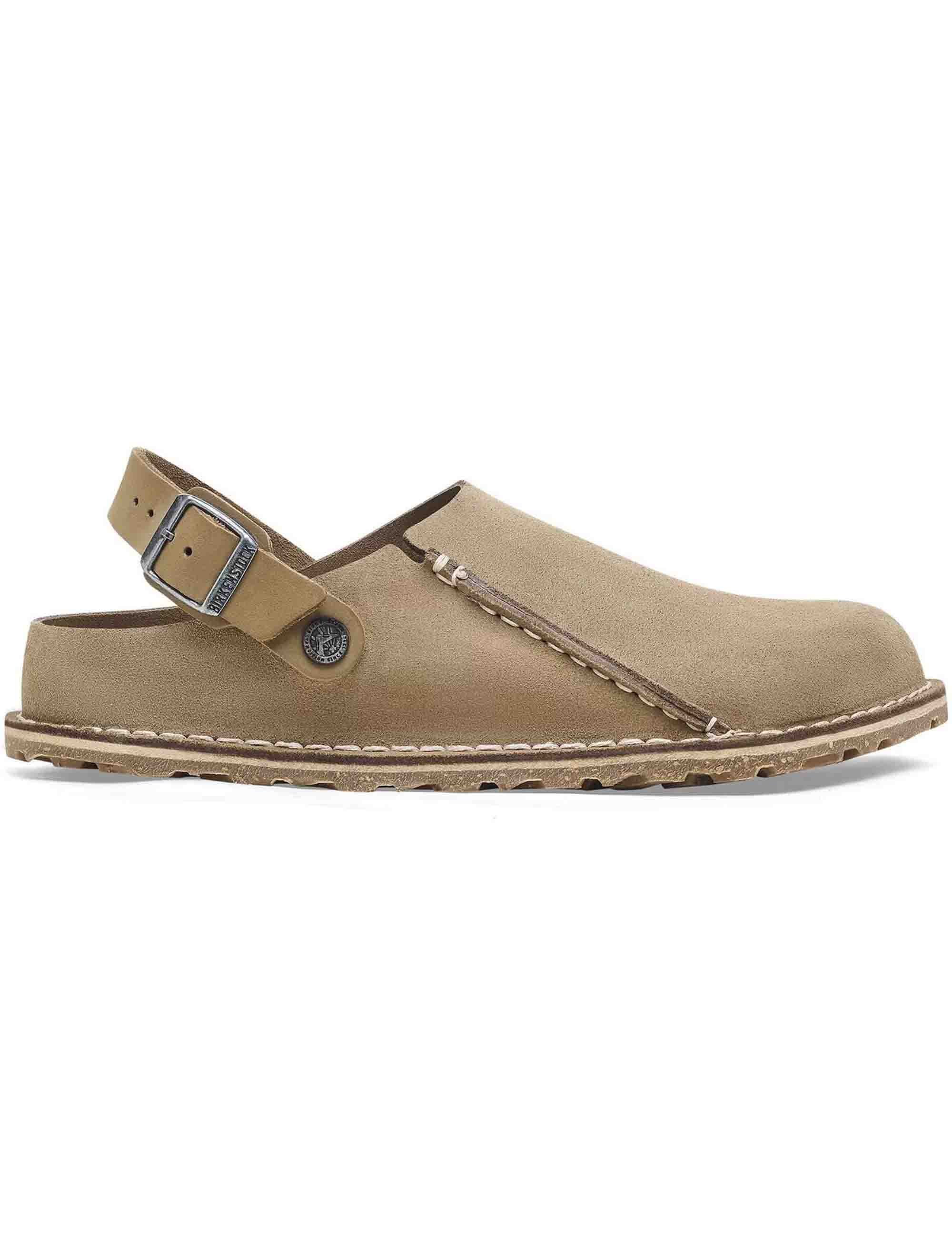 Birkenstock Lutry Suede Mules - Grey Taupe (Regular Fit)
