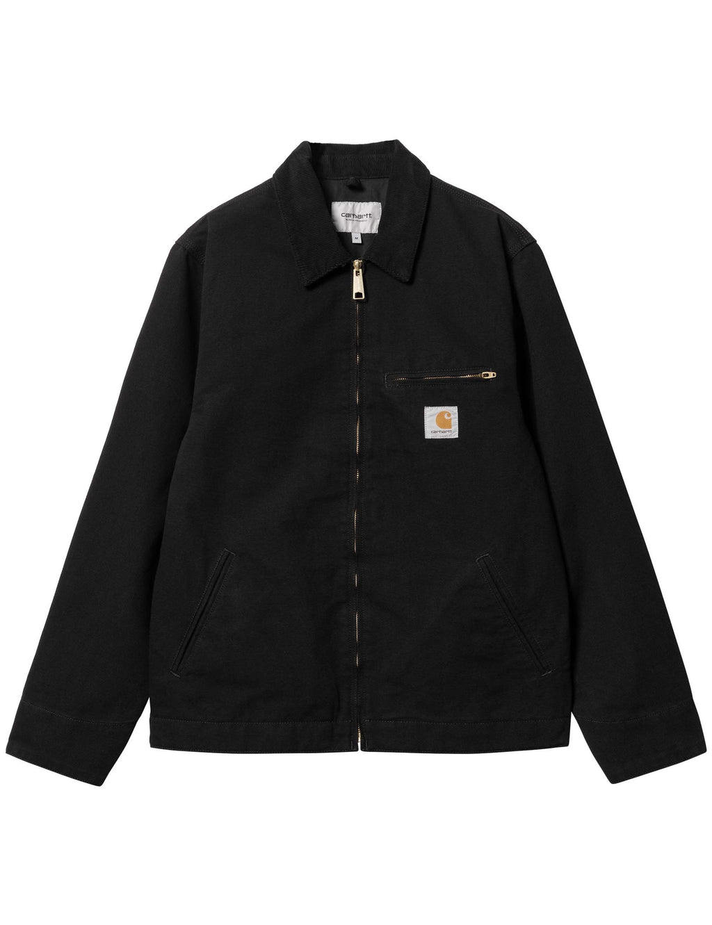 Black jacket with a brand logo on a white background