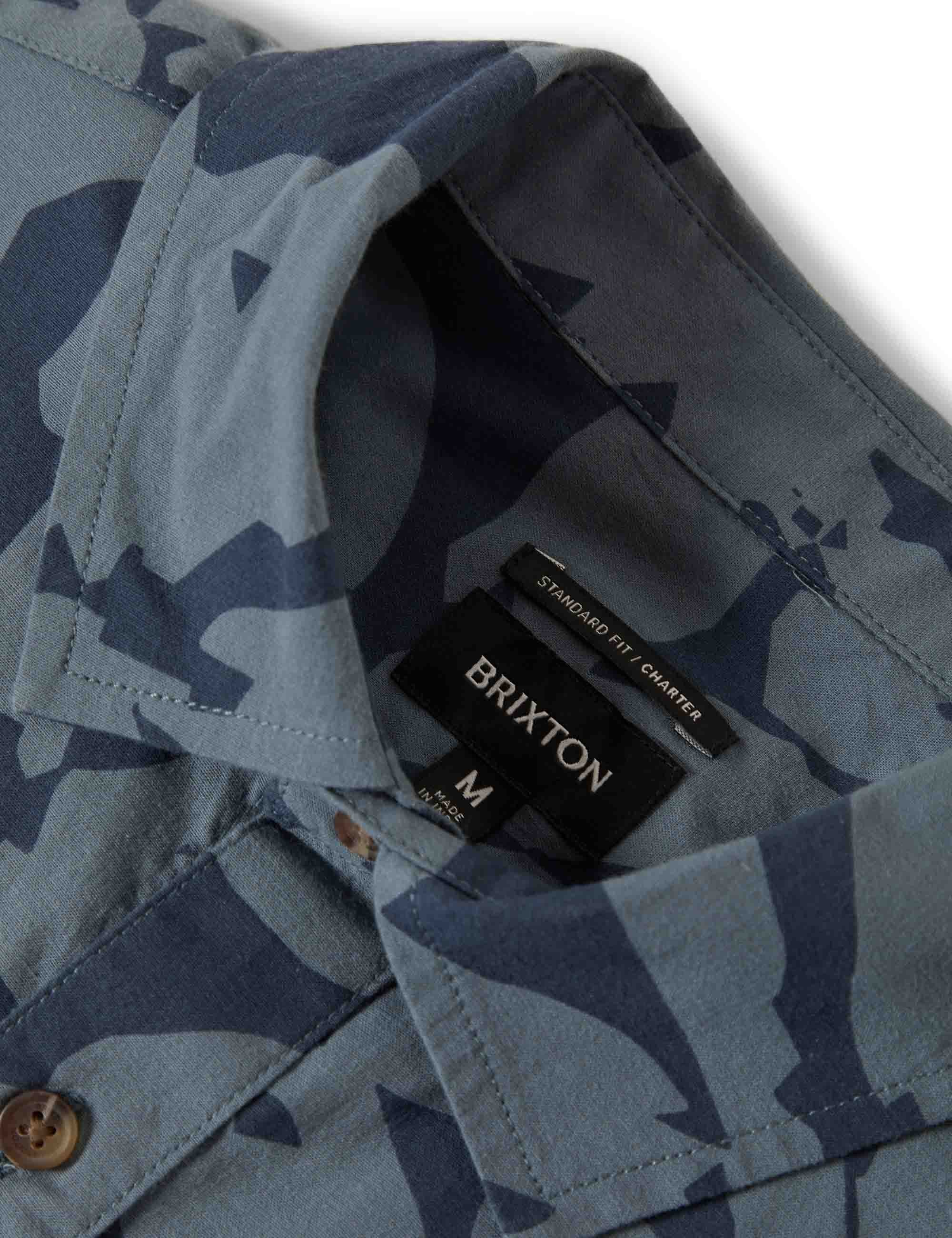 Charter Print Short Sleeve Shirt - Washed Navy/Azure Blue Floral