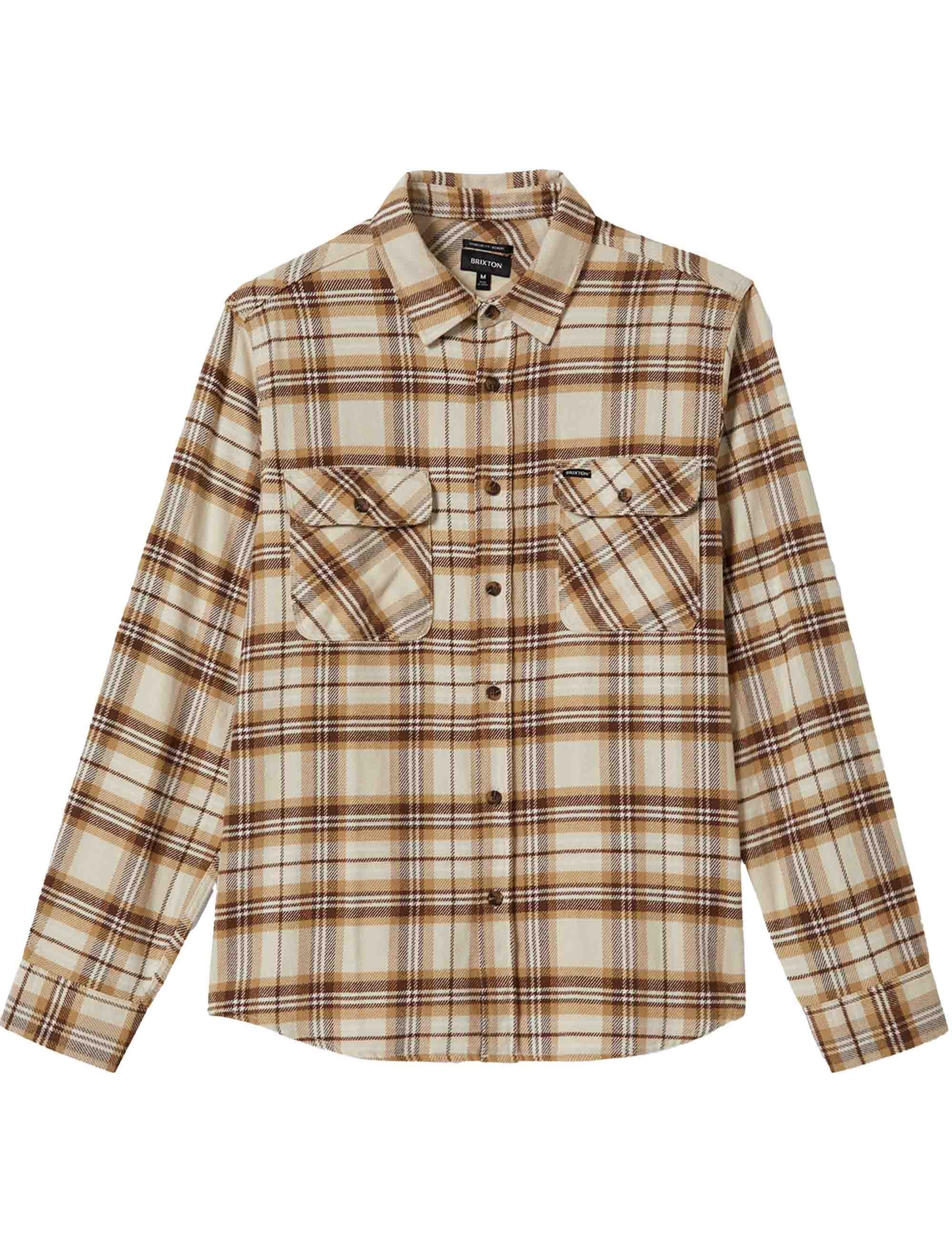 Brixton Bowery Flannel Shirt - Whitecap/Sand/Pinecone Brown
