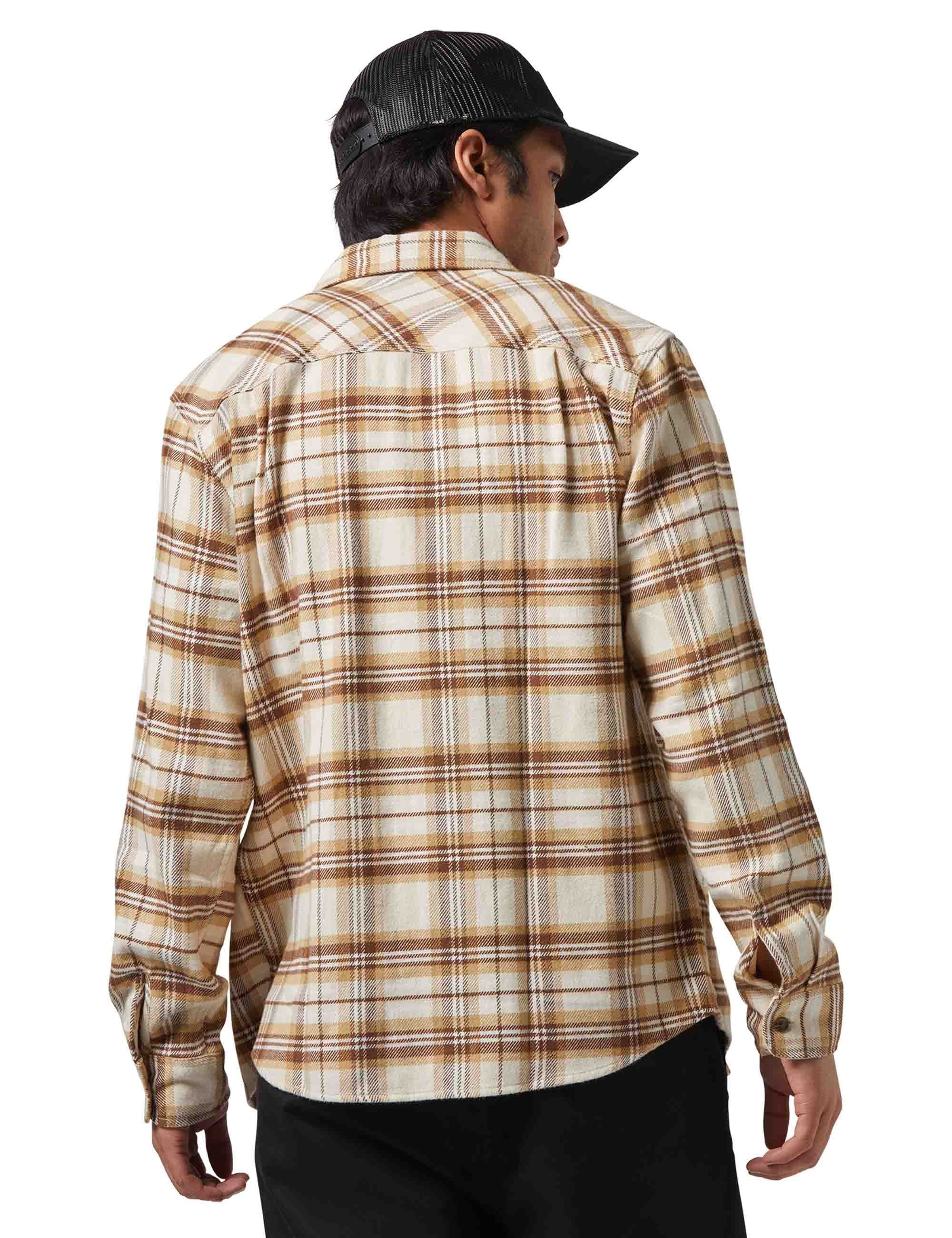 Brixton Bowery Flannel Shirt - Whitecap/Sand/Pinecone Brown
