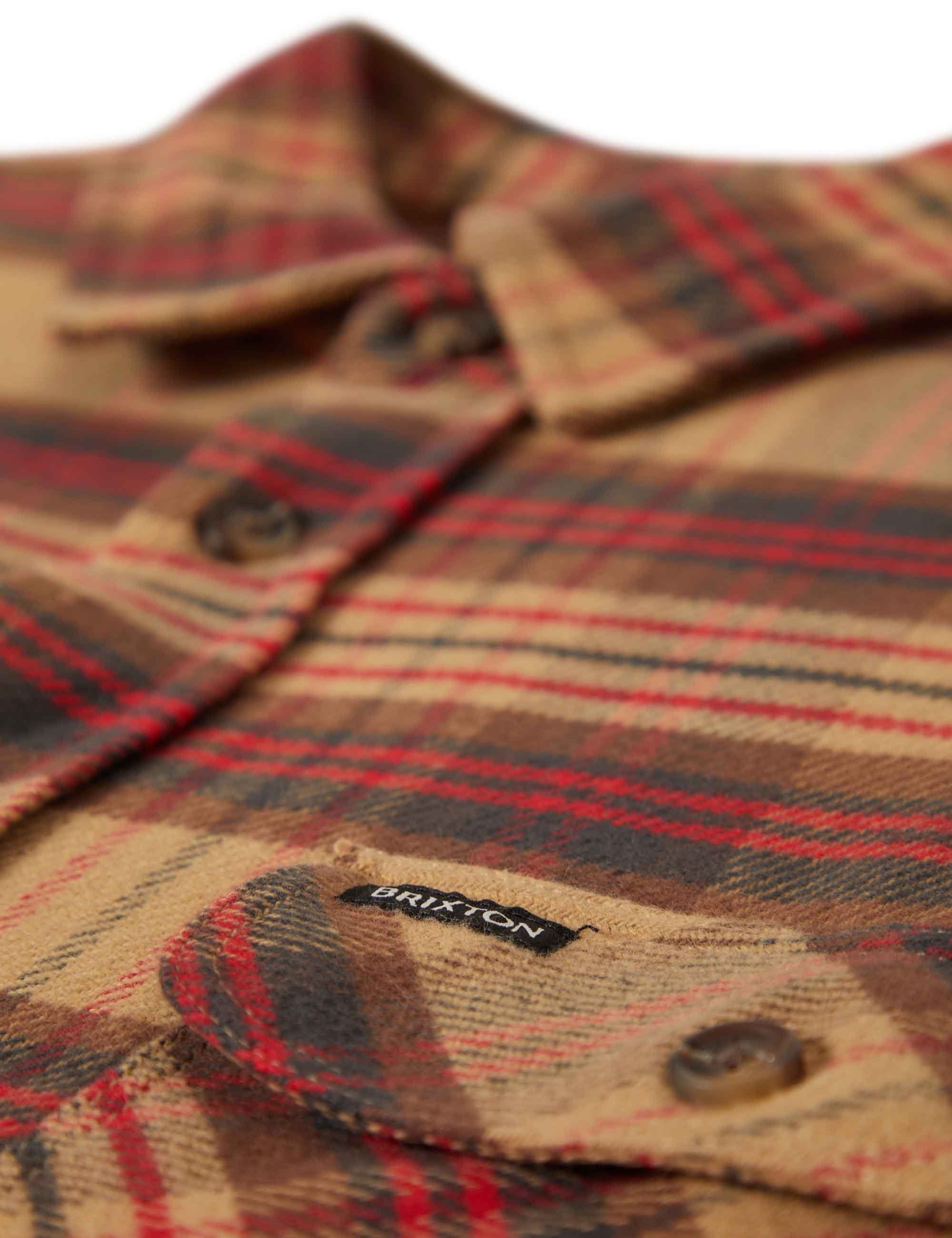 Brixton Bowery Flannel Shirt - Curry/Washed Black/Crimson