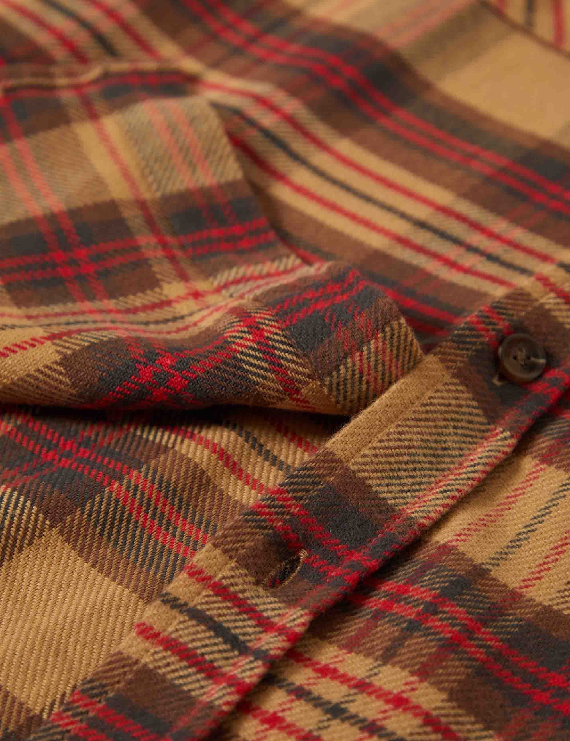 Brixton Bowery Flannel Shirt - Curry/Washed Black/Crimson