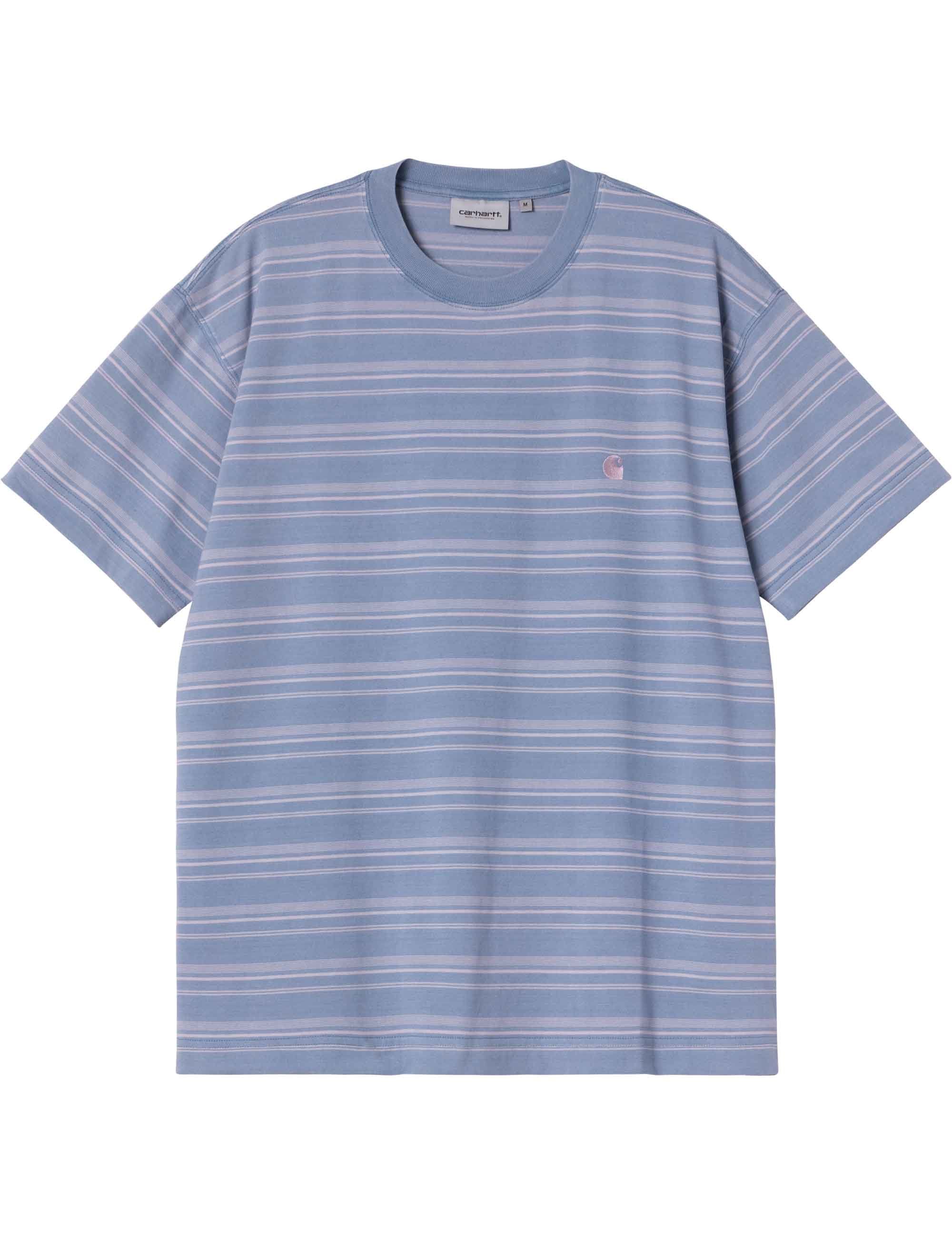 Carhartt WIP Brodine Stripe T-Shirt - Sorrent Indigo Overdyed