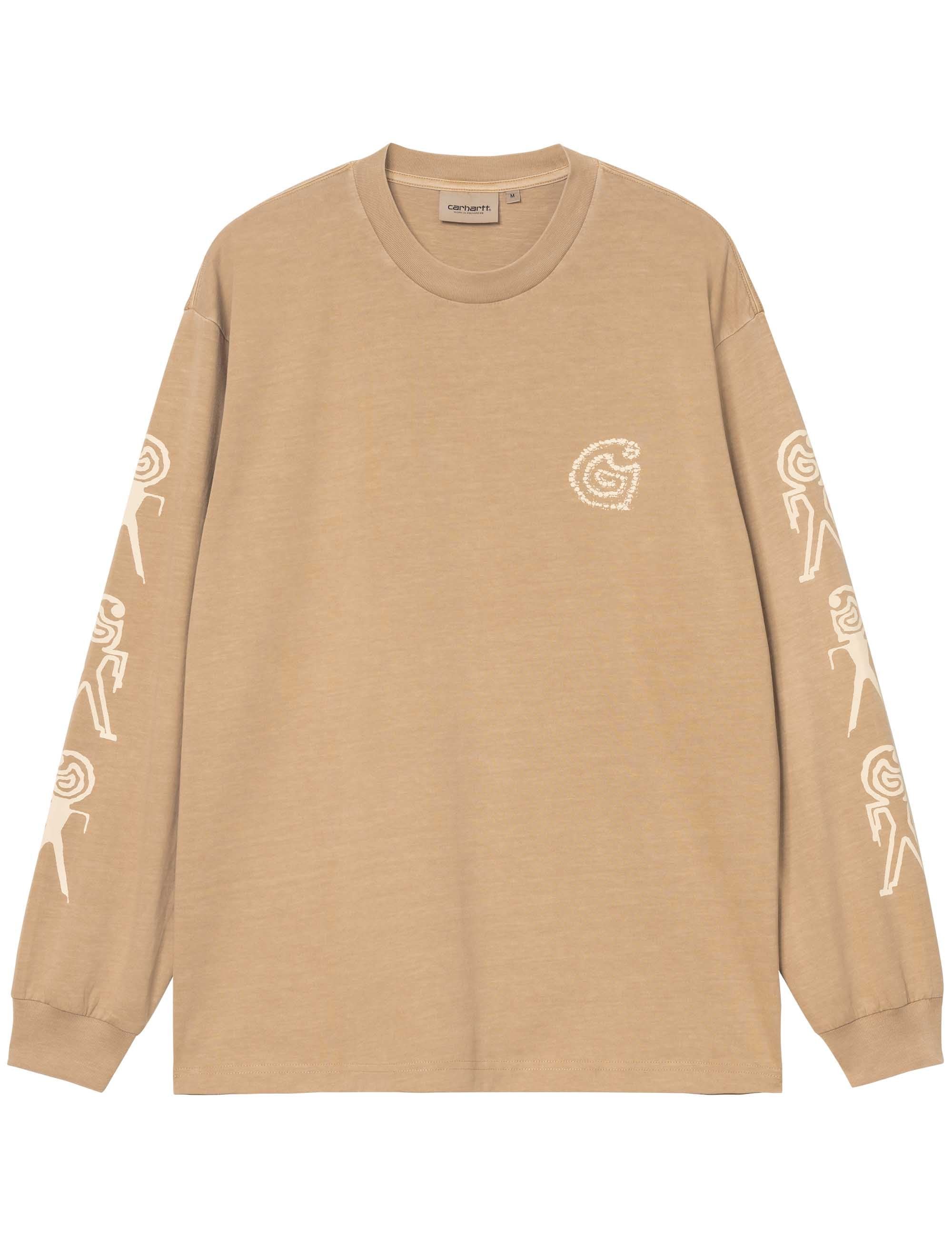 Carhartt WIP Terrestrial Long Sleeve T-Shirt - Dusty H Brown/Natural