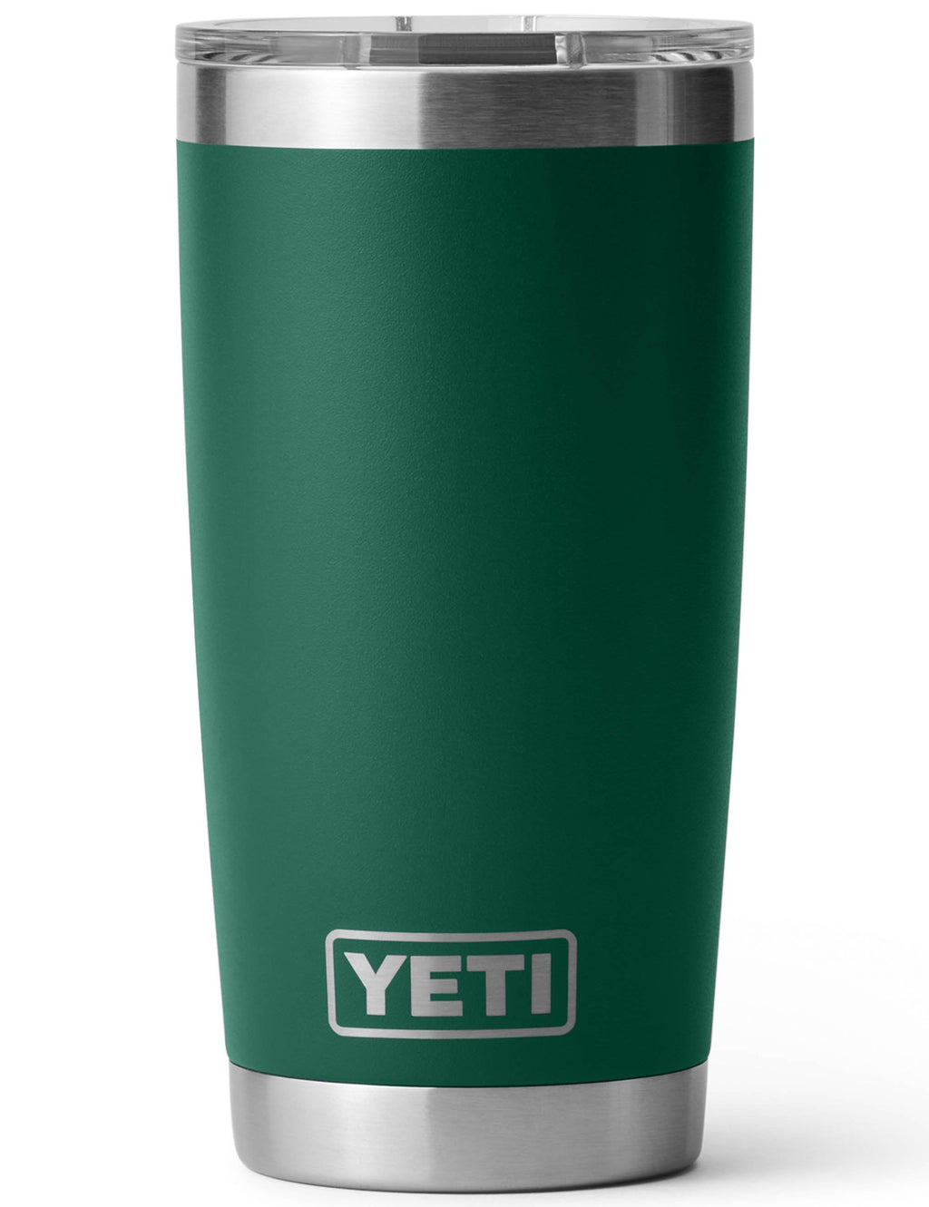 20oz Rambler tumbler in forest green with stainless lid and YETI logo