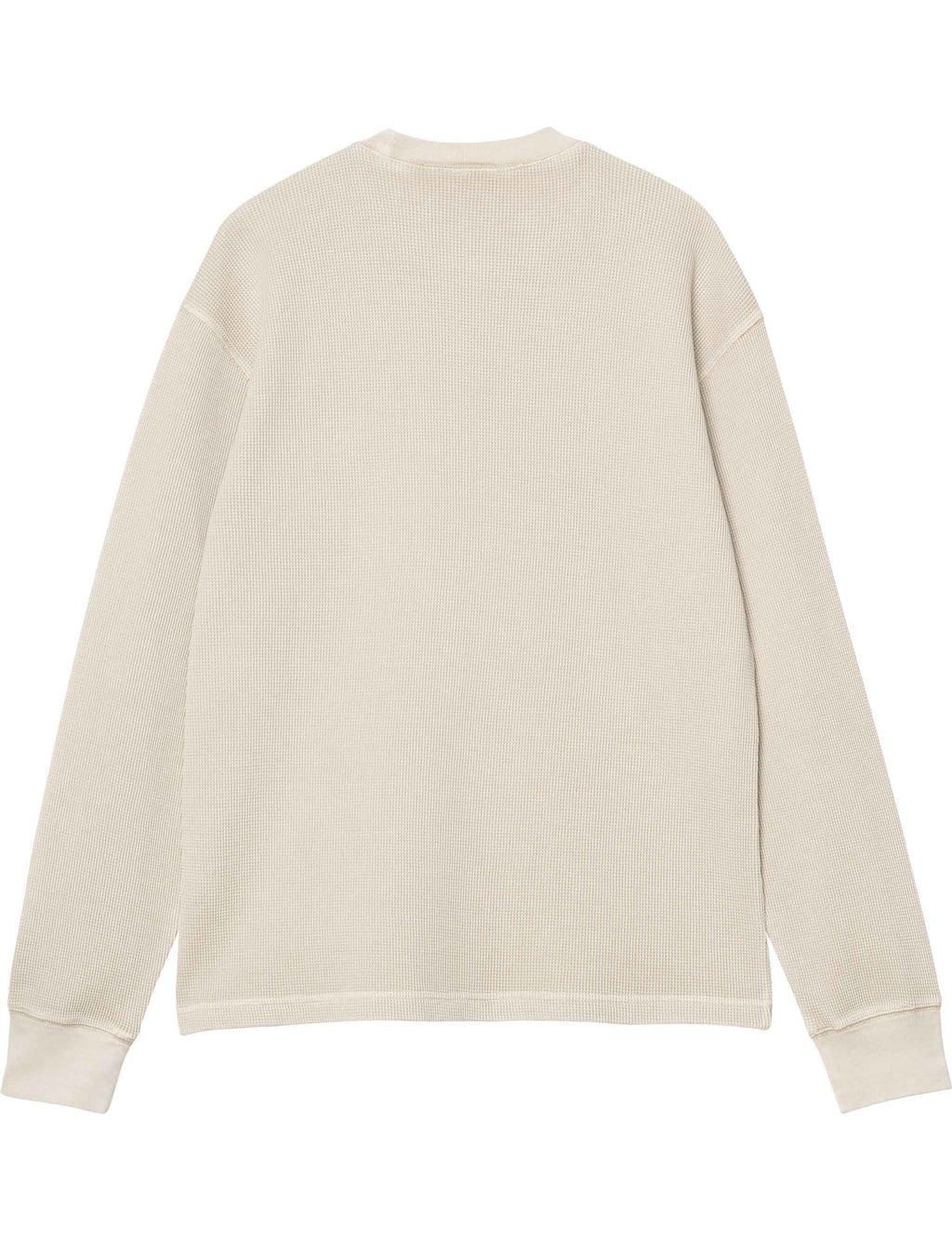 Cream waffle long-sleeve top, plain back view