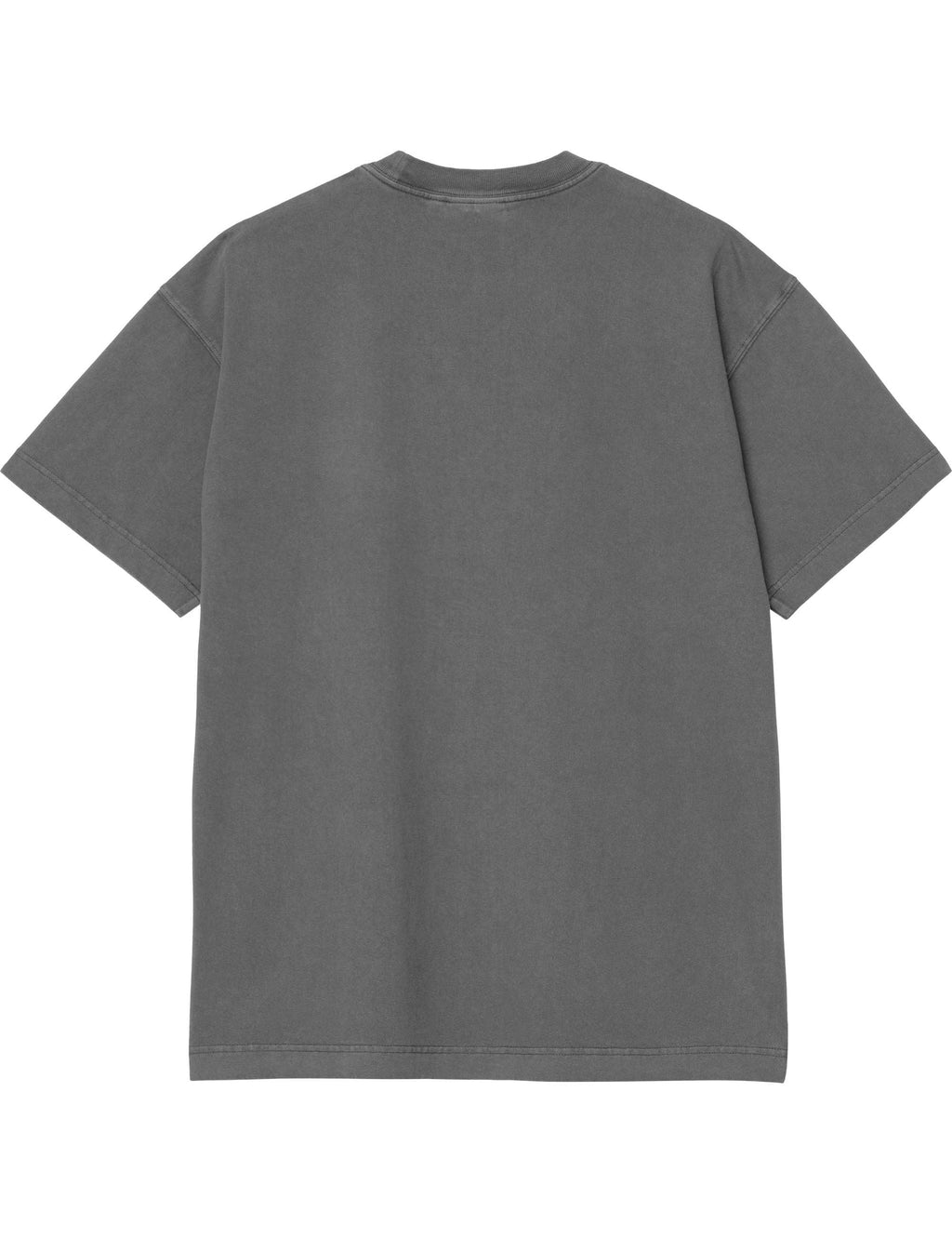 Men's dark gray garment-dyed T-shirt with crew neck, plain back