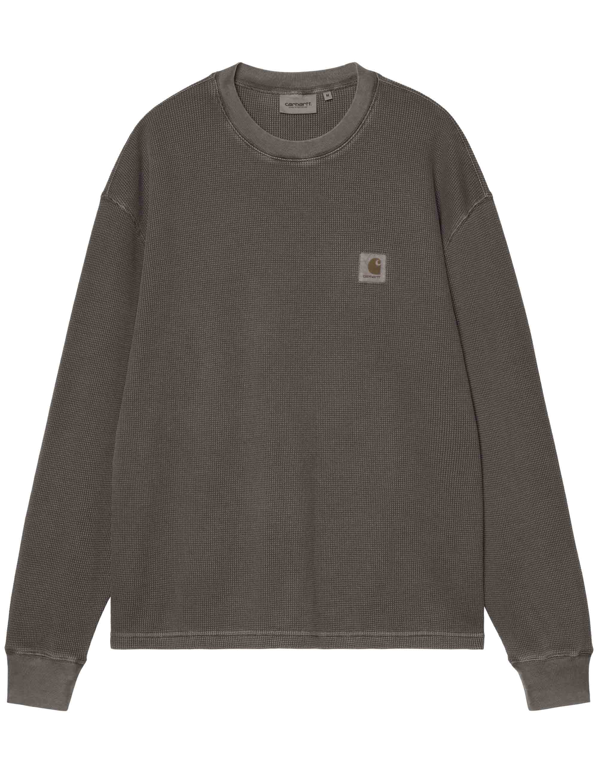Vista Waffle Long Sleeve Top - Black (Garment Dyed)
