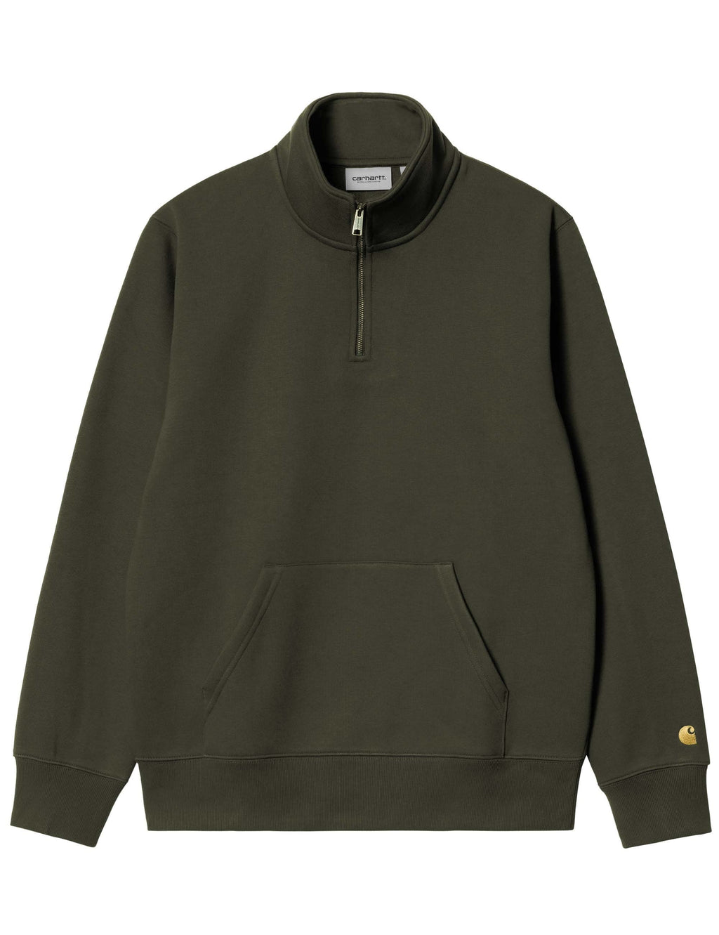 Chase Zip Neck Sweat - Olive/Gold