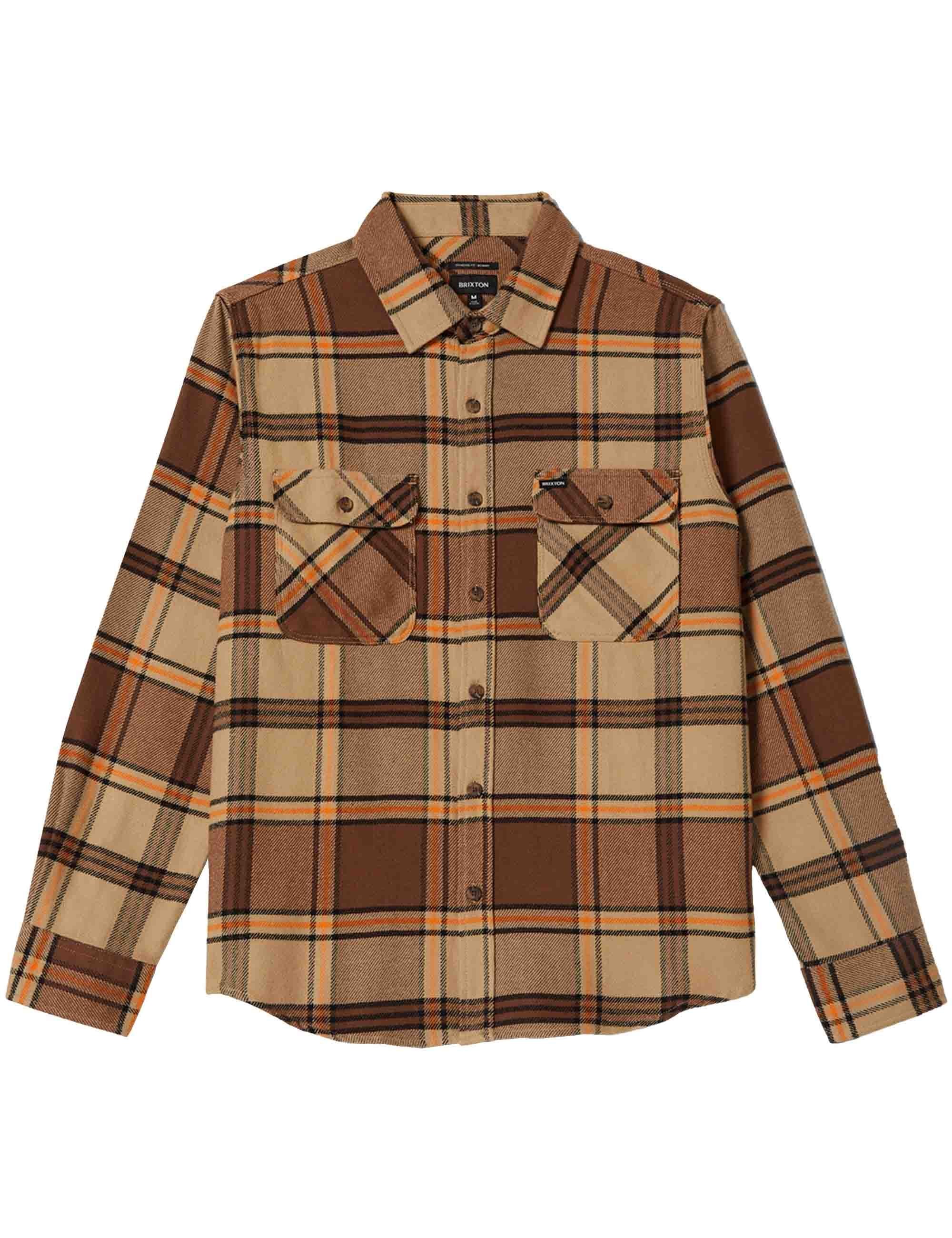 Brixton Bowery Flannel Shirt - Sand/Pinecone/Solar Orange