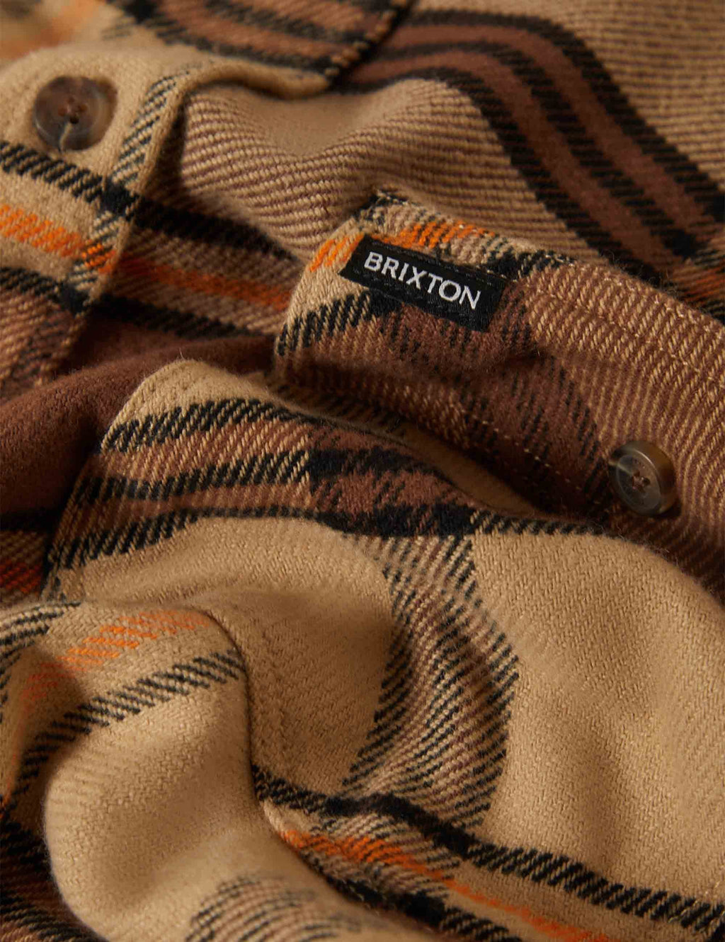 Bowery Flannel Shirt - Sand/Pinecone/Solar Orange