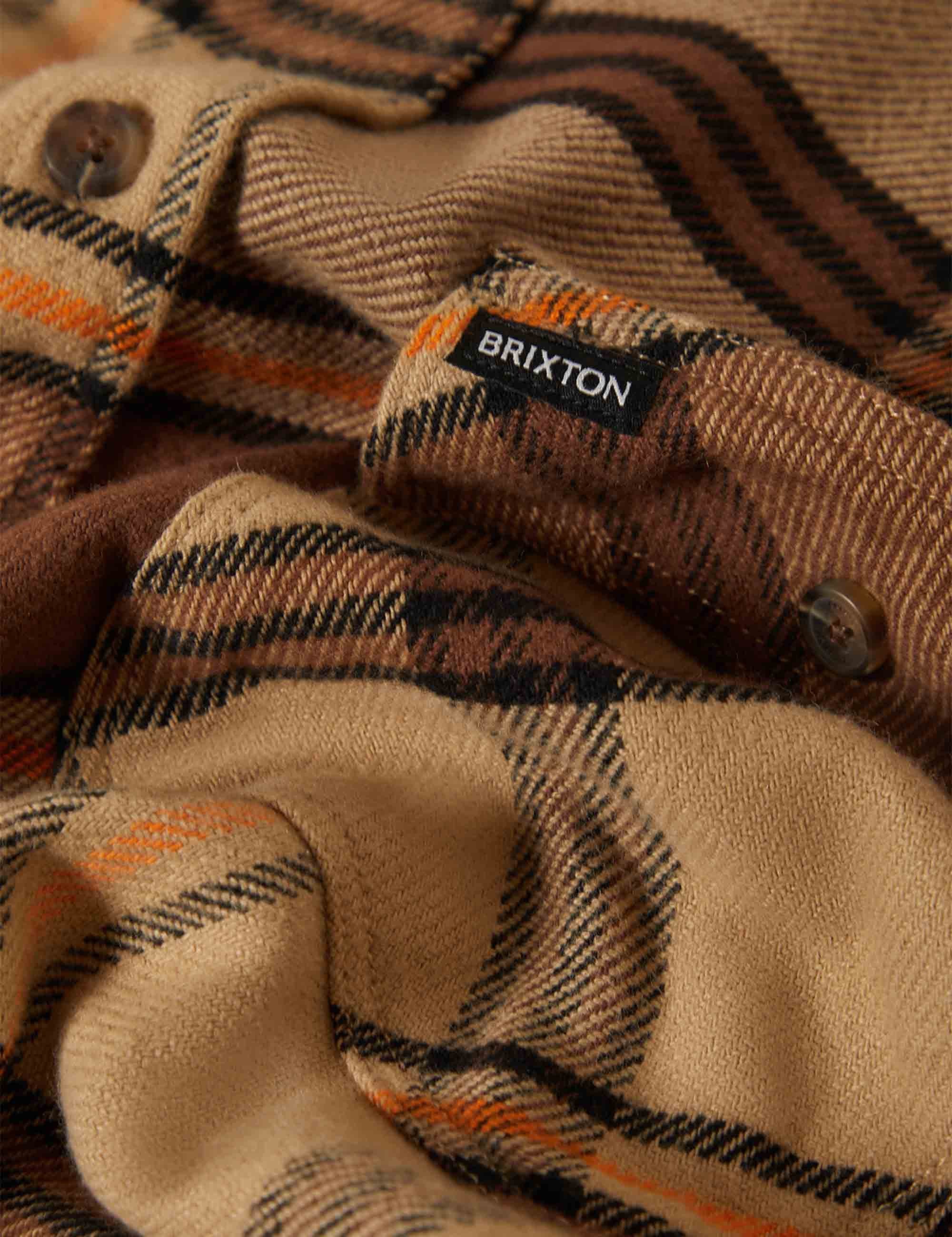 Brixton Bowery Flannel Shirt - Sand/Pinecone/Solar Orange