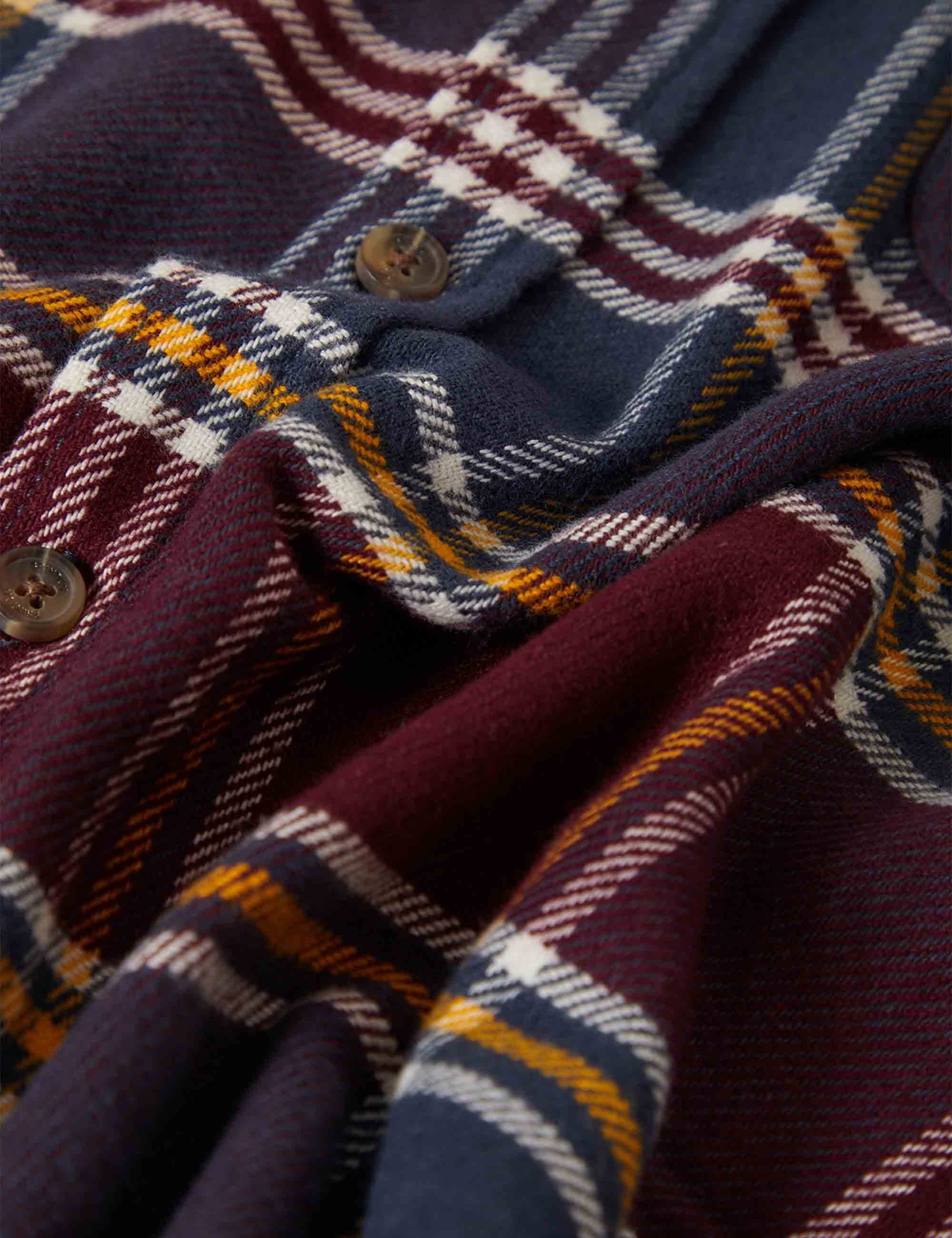 Bowery Flannel Shirt - Mood Indigo/Port/Saffron