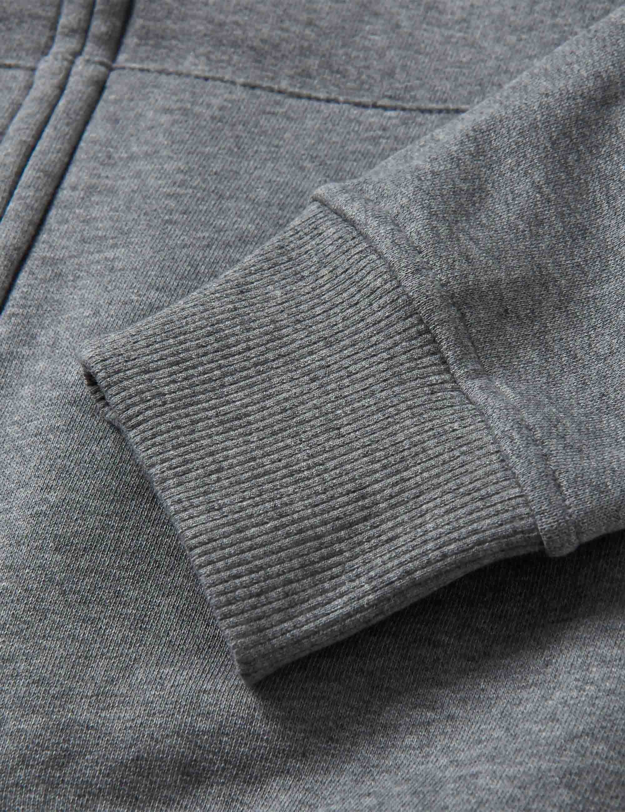 Passenger Heritage Recycled Cotton Full Zip Hooded Sweat - Dark Grey Marl