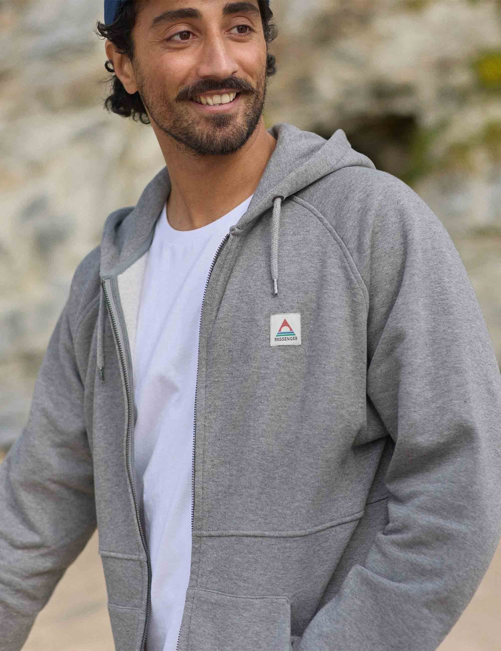 Heritage Recycled Cotton Full Zip Hooded Sweat - Dark Grey Marl