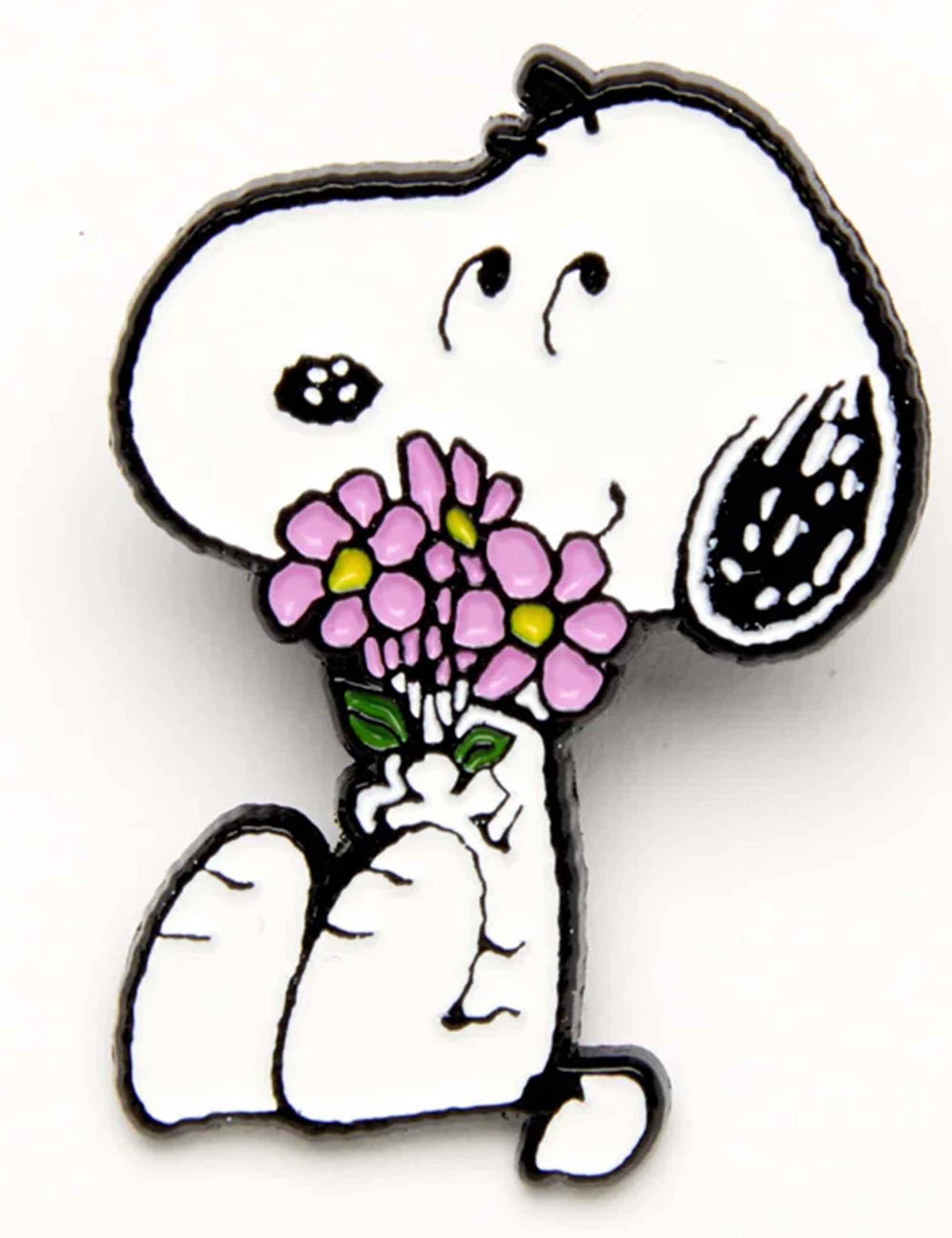 Peanuts Snoopy Enamel Pin Badge - Give Hugs, Flowers