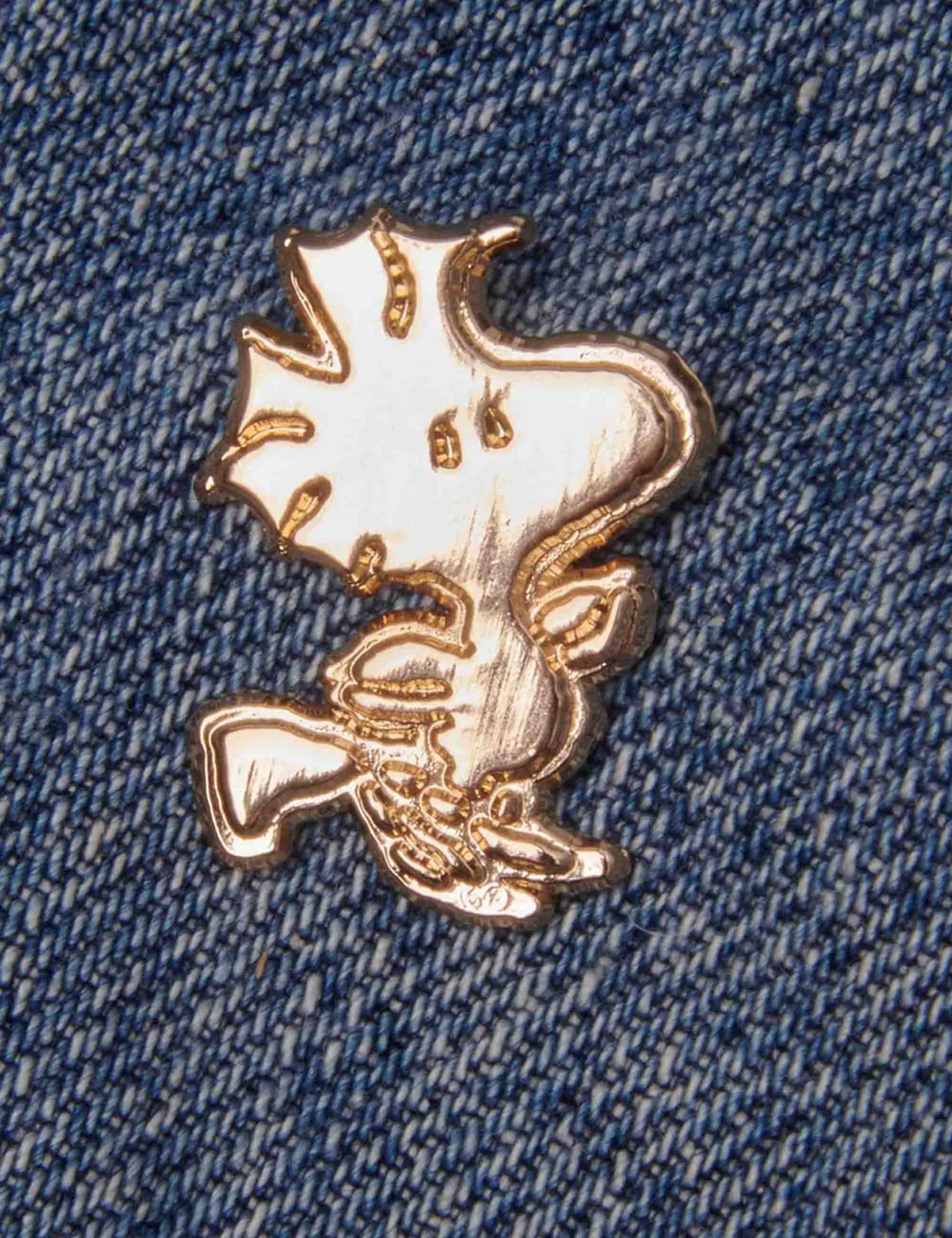 Snoopy Enamel Pin Badge - Gold, Woodstock In Flight