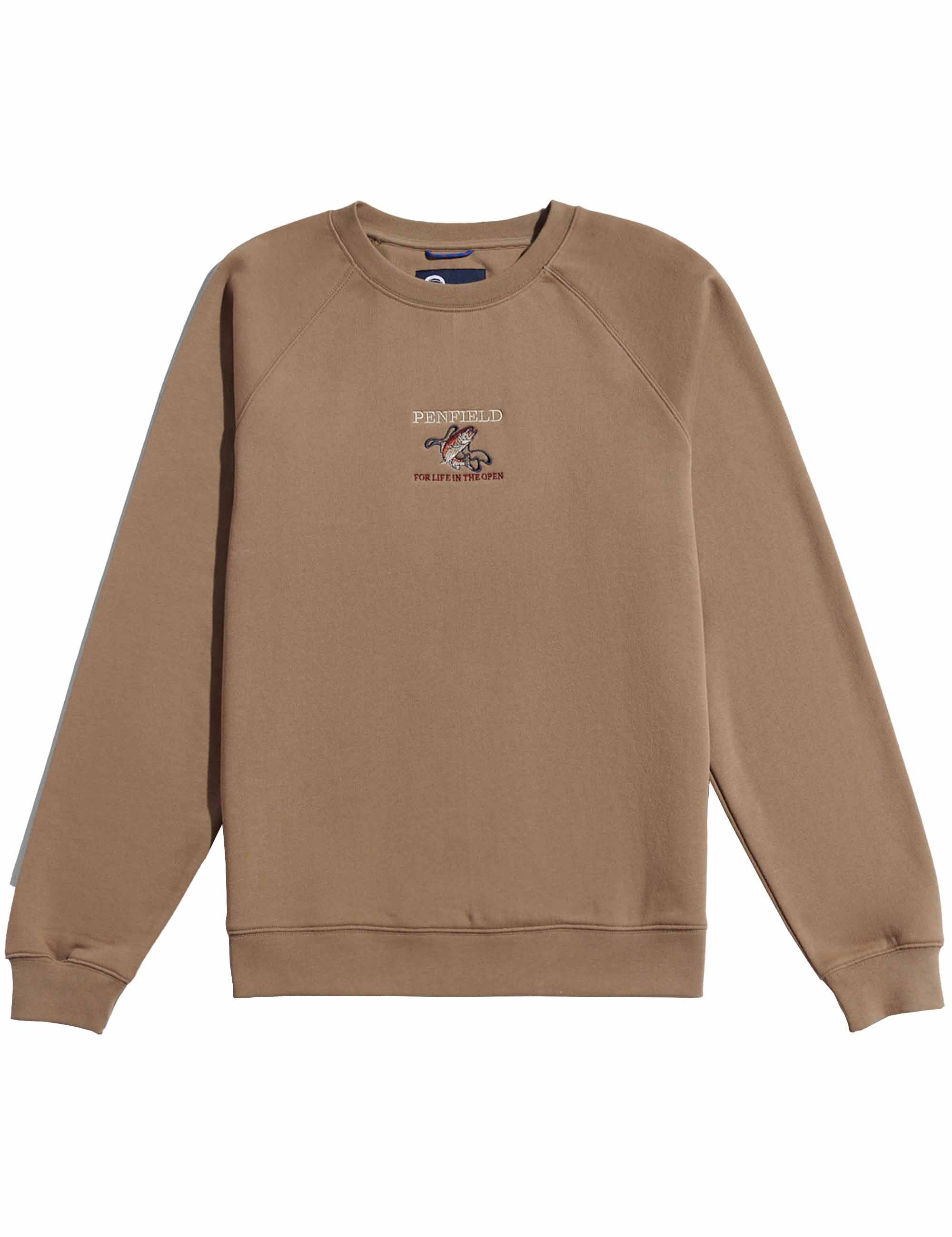 Penfield Embroidered Trout Raglan Crew Sweat - Lead Grey
