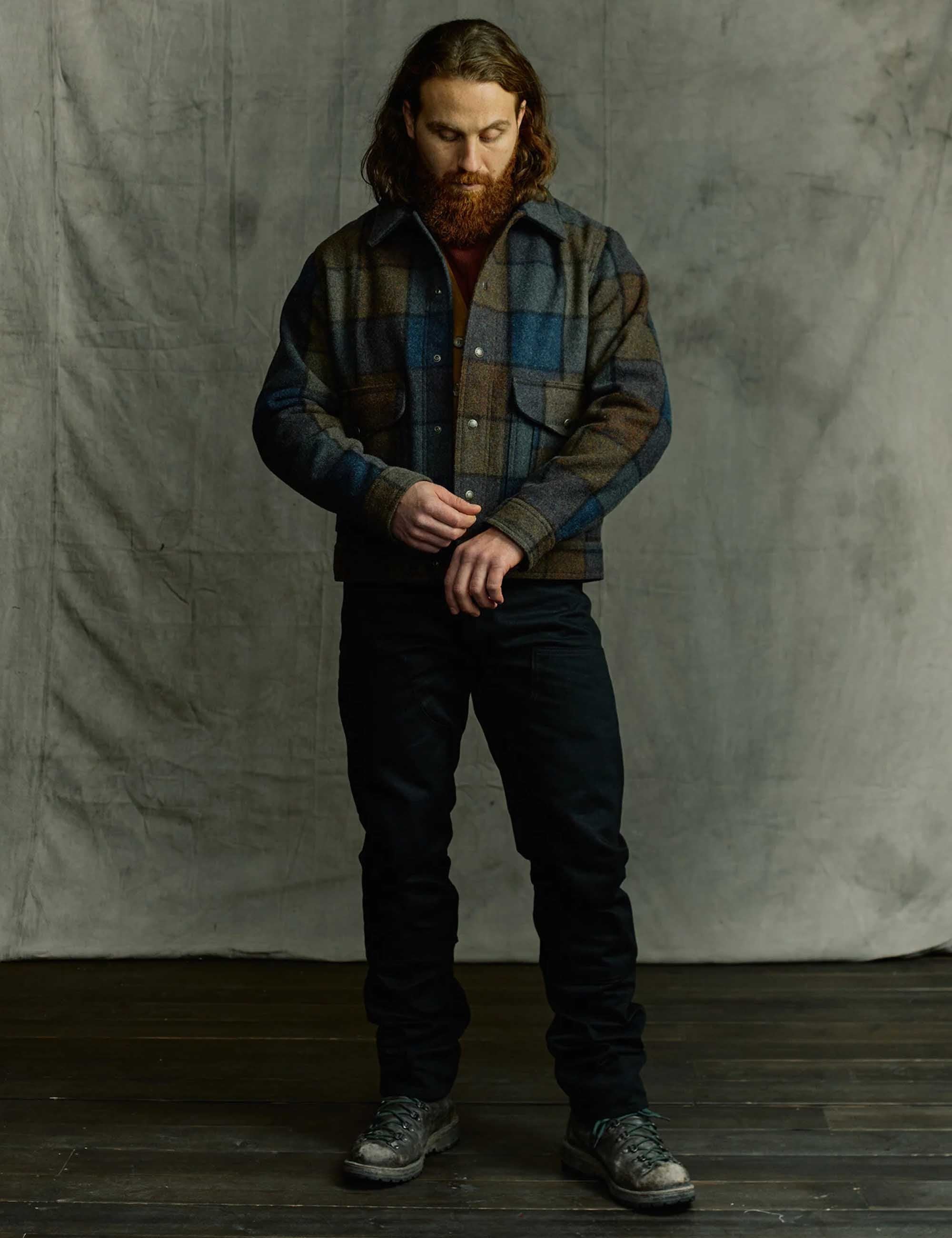 Mackinaw Wool Work Jacket - Blue/Brown/Gray Plaid