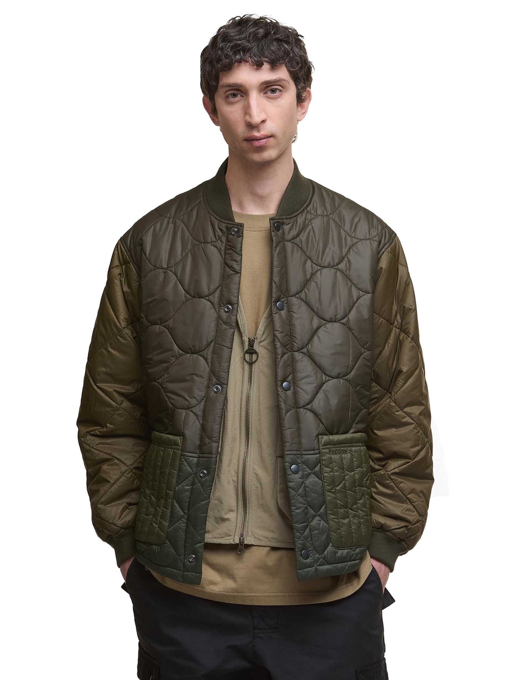 Cording Quilted Jacket - Army Green