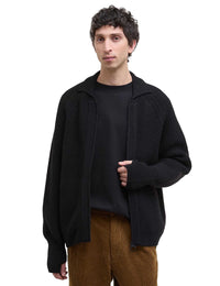 Garthman Knitted Zip-Up Jumper - Black