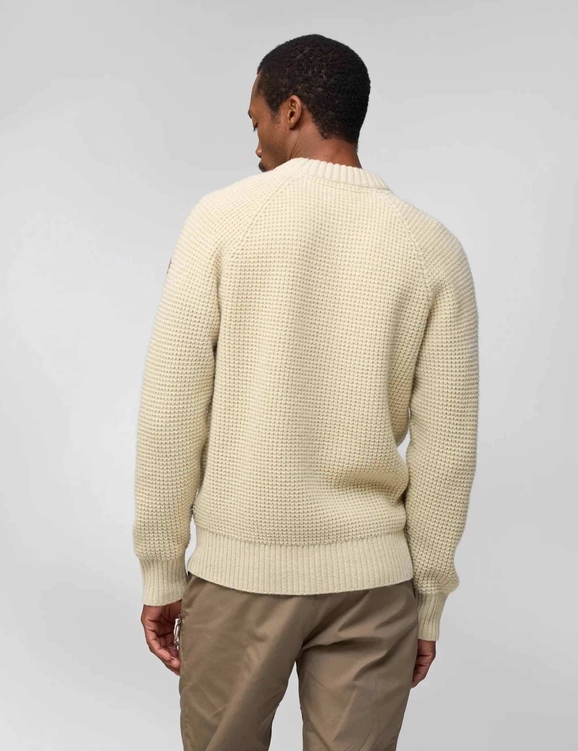 Ovik Waffle Knit Crew Sweater - Light Beige